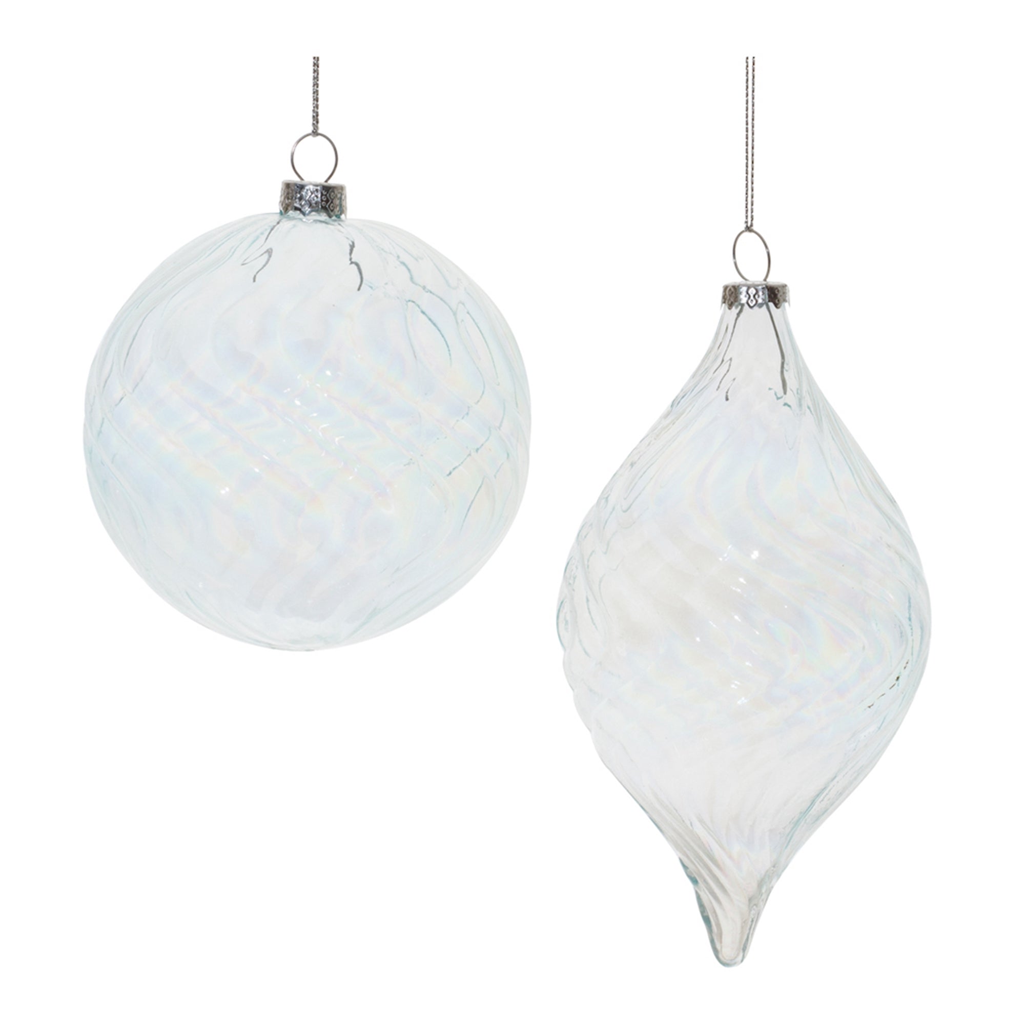 Clear Wavy Glass Ornament (Set of 6)