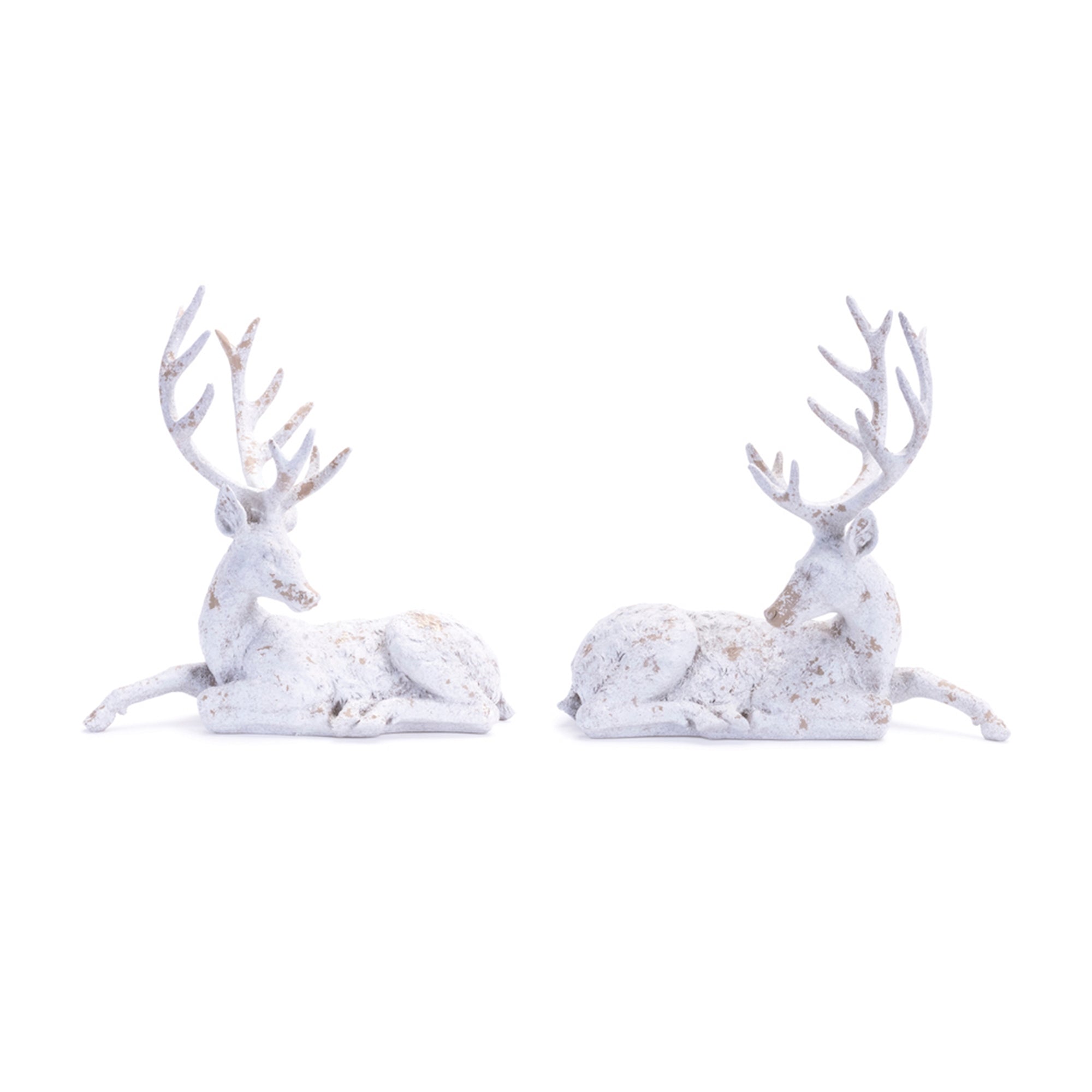 Distressed Winter Deer Statue (Set of 2)