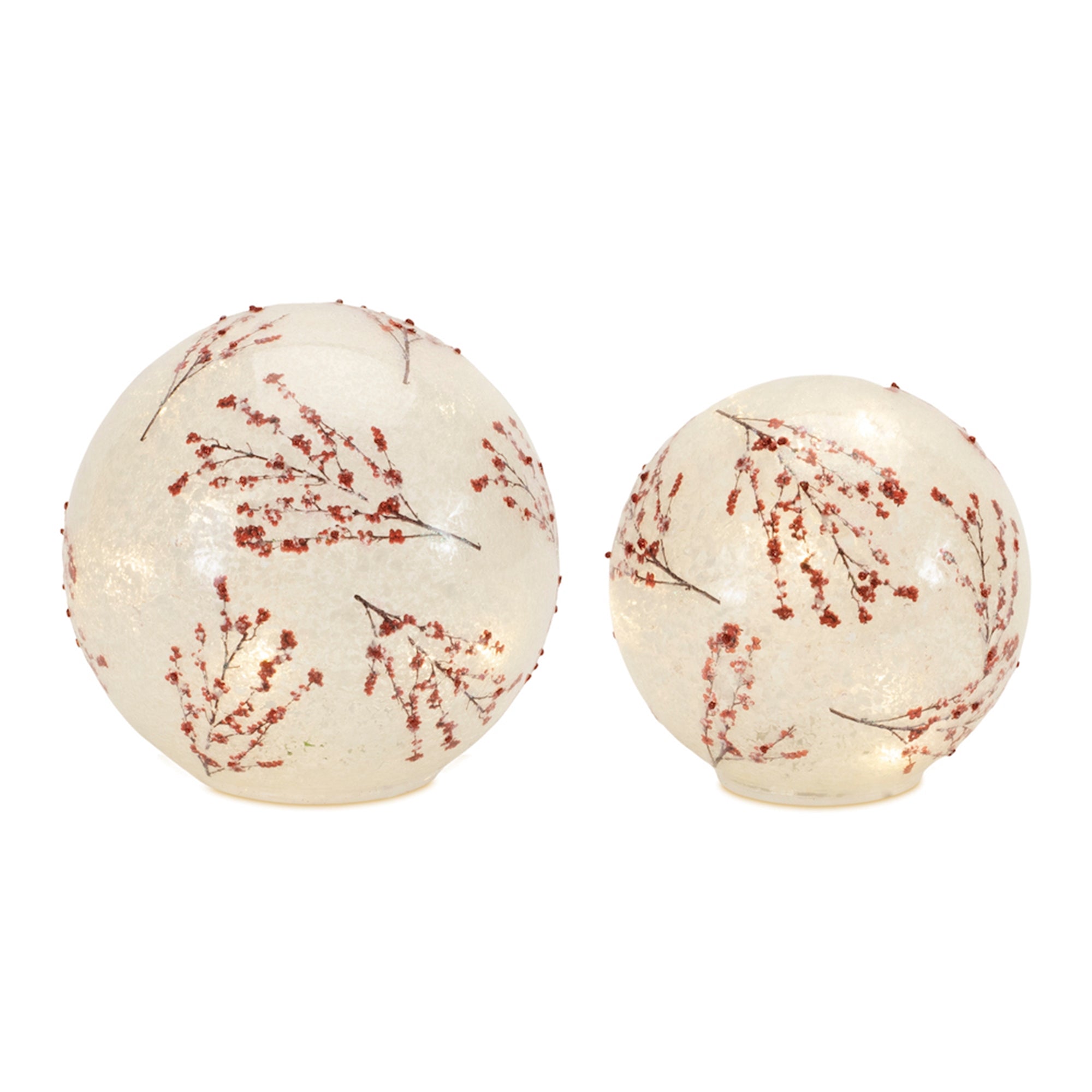LED Frosted Berry Branch Globes (Set of 2)