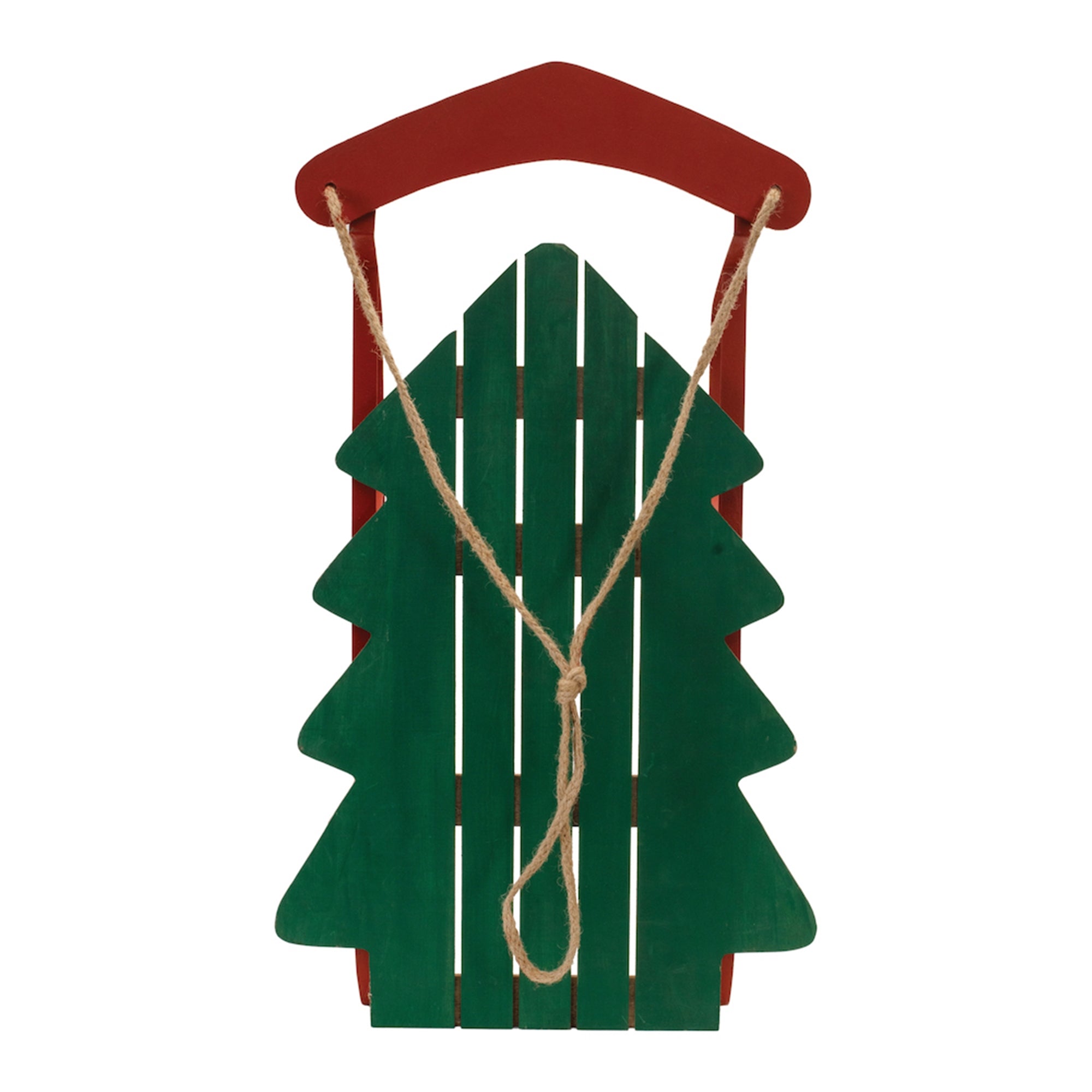 Wood Pine Tree Sled Decor 29.5"H