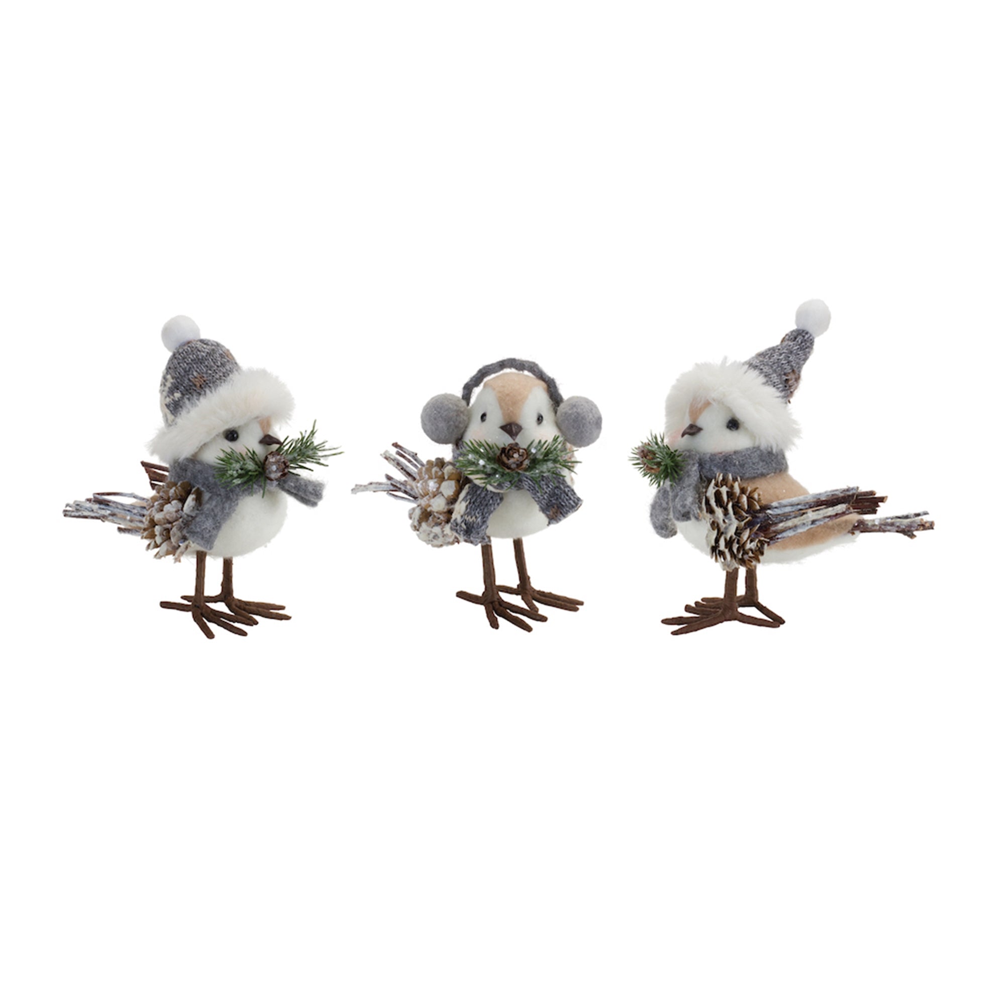 Winter Birds (3 Asst) 5"H, 5.5"H, 5.75"H Foam/Polyester
