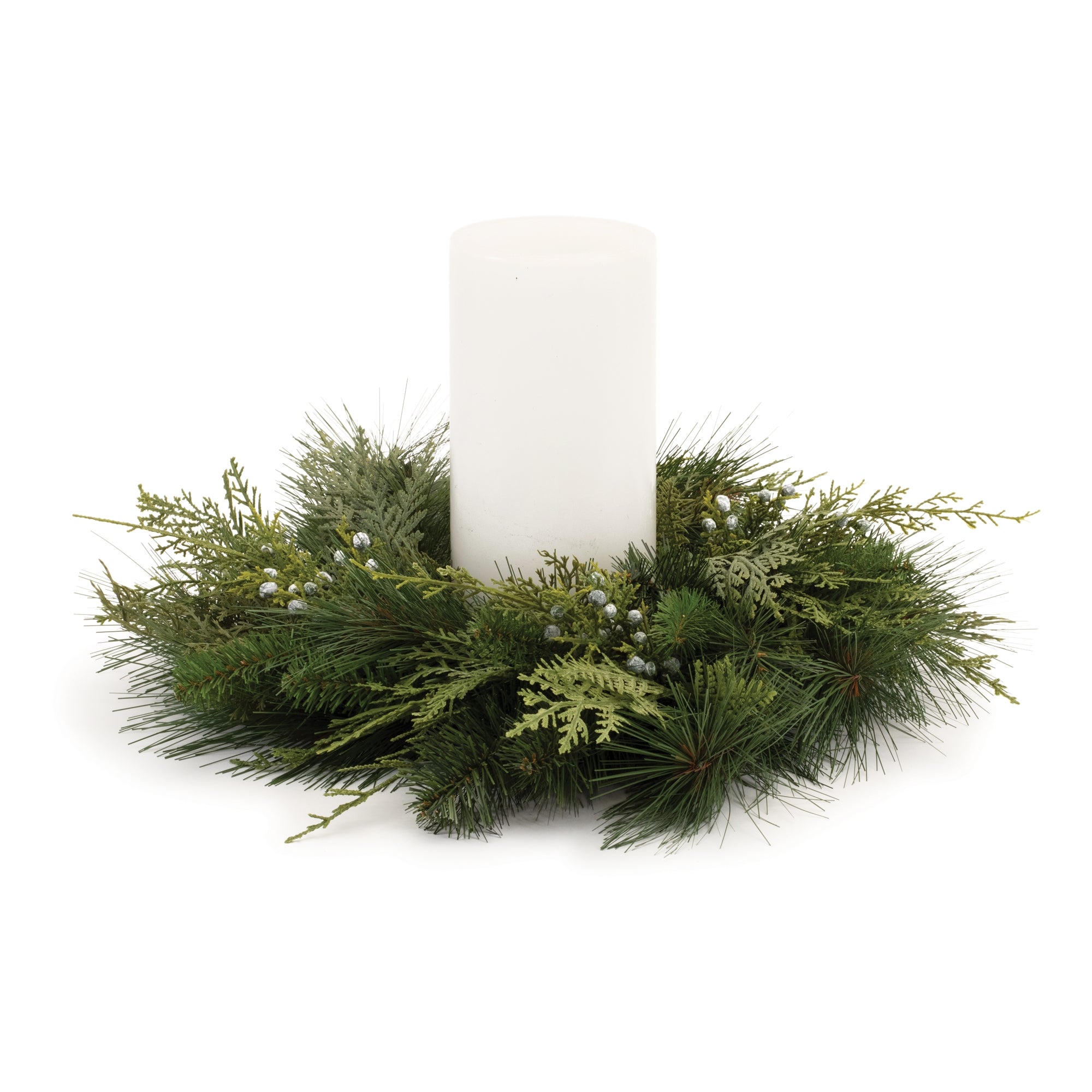 Mixed Pine Juniper Candle Ring 19"D