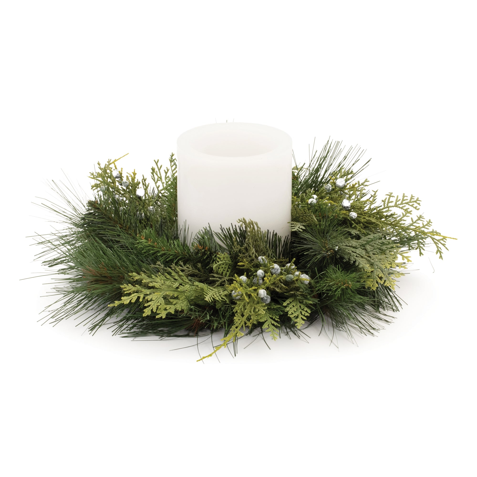 Mixed Pine Candle Ring 13.5"D PVC (Fits a 4" Candle)