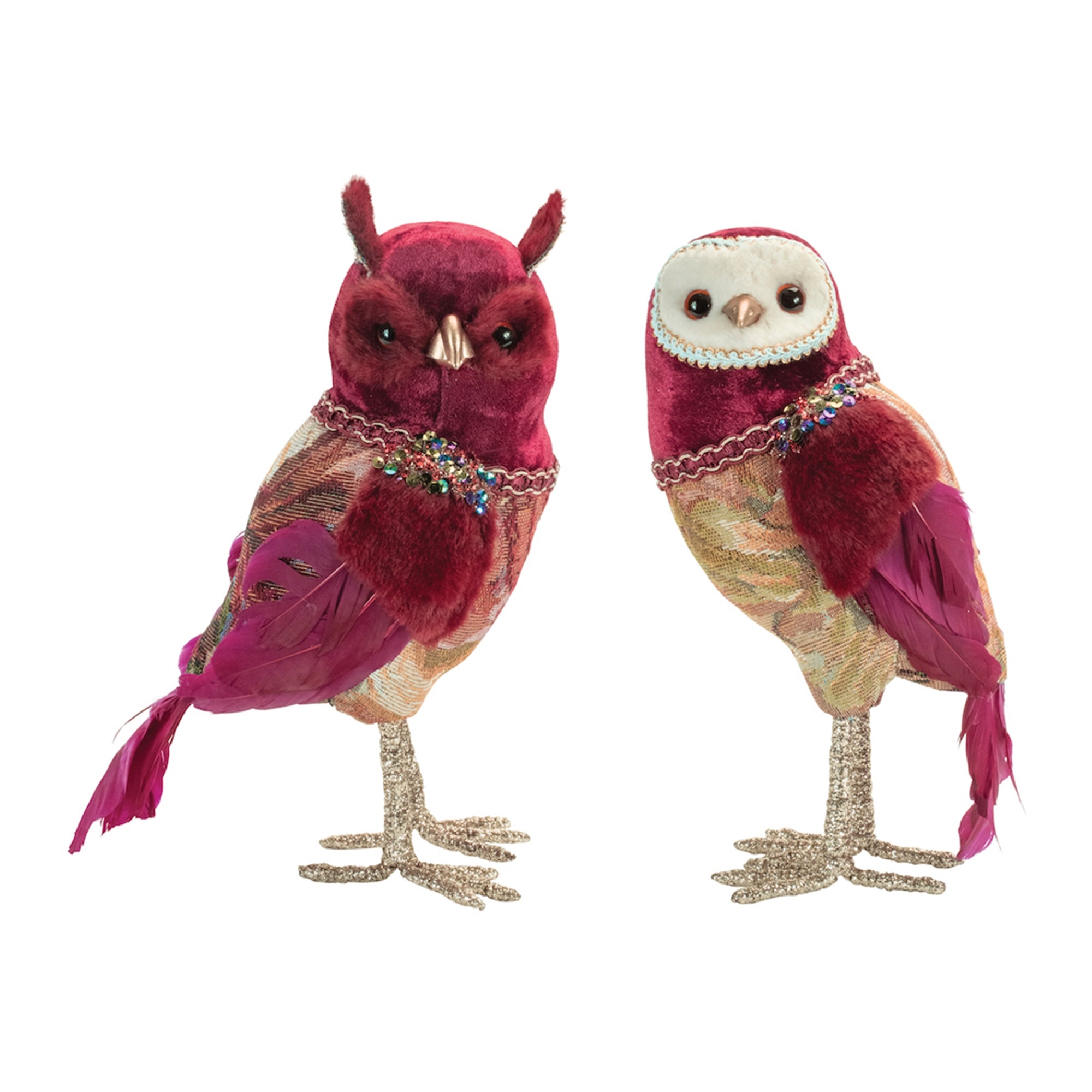 Jeweled Tapestry Owl Shelf Sitter (Set of 4)