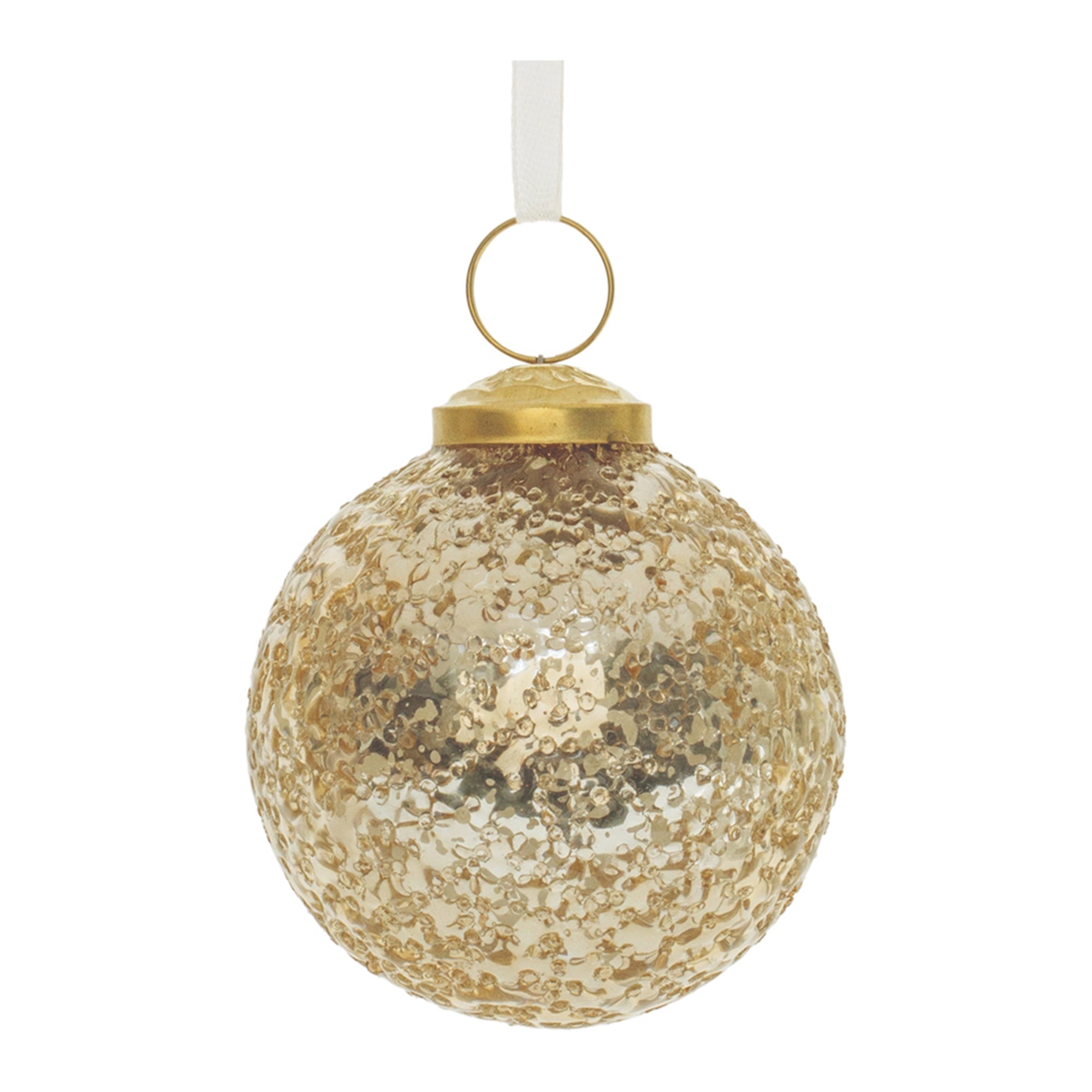 Gold Distressed Glass Ball Ornament (Set of 6)