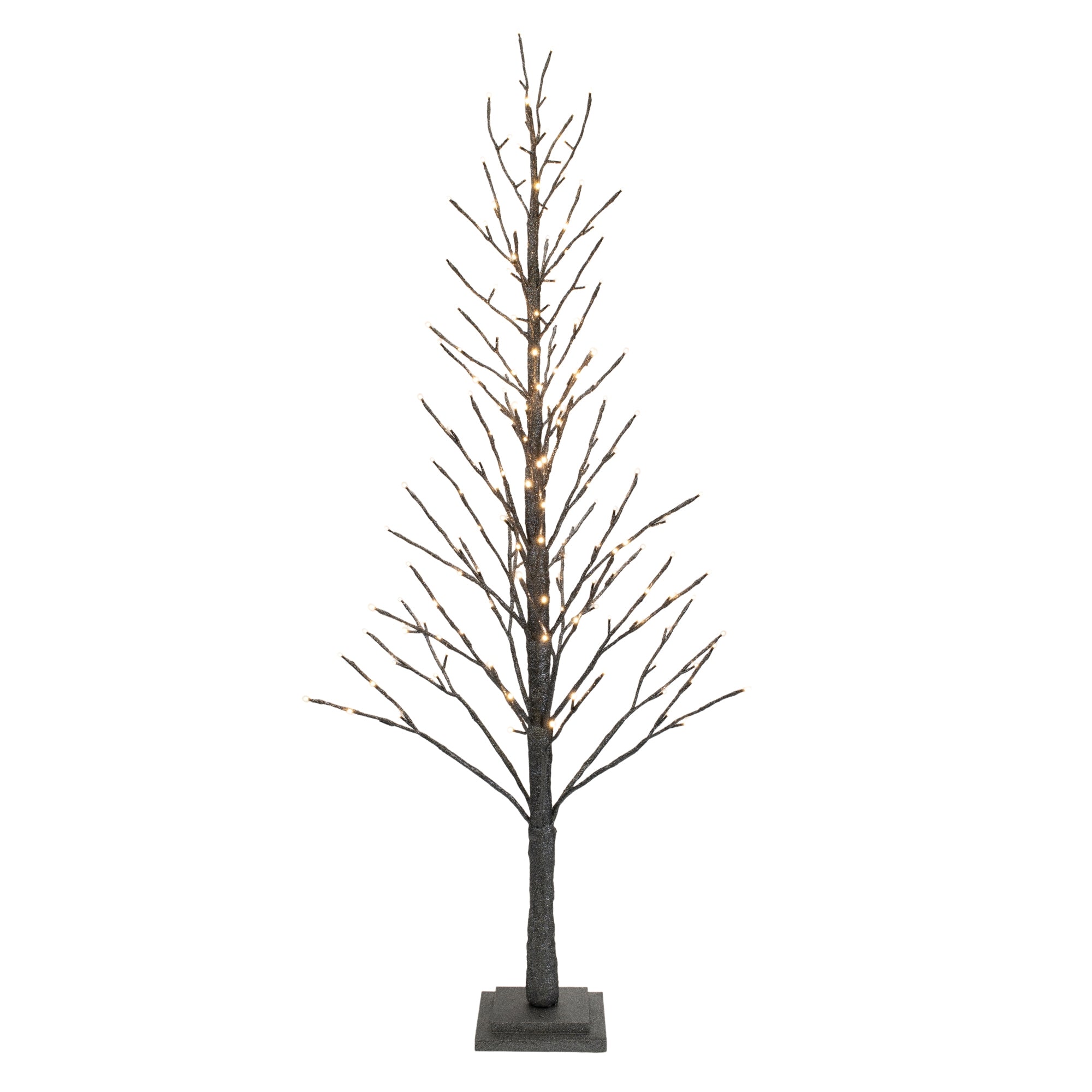 LED Black Glittered Twig Tree 60"H