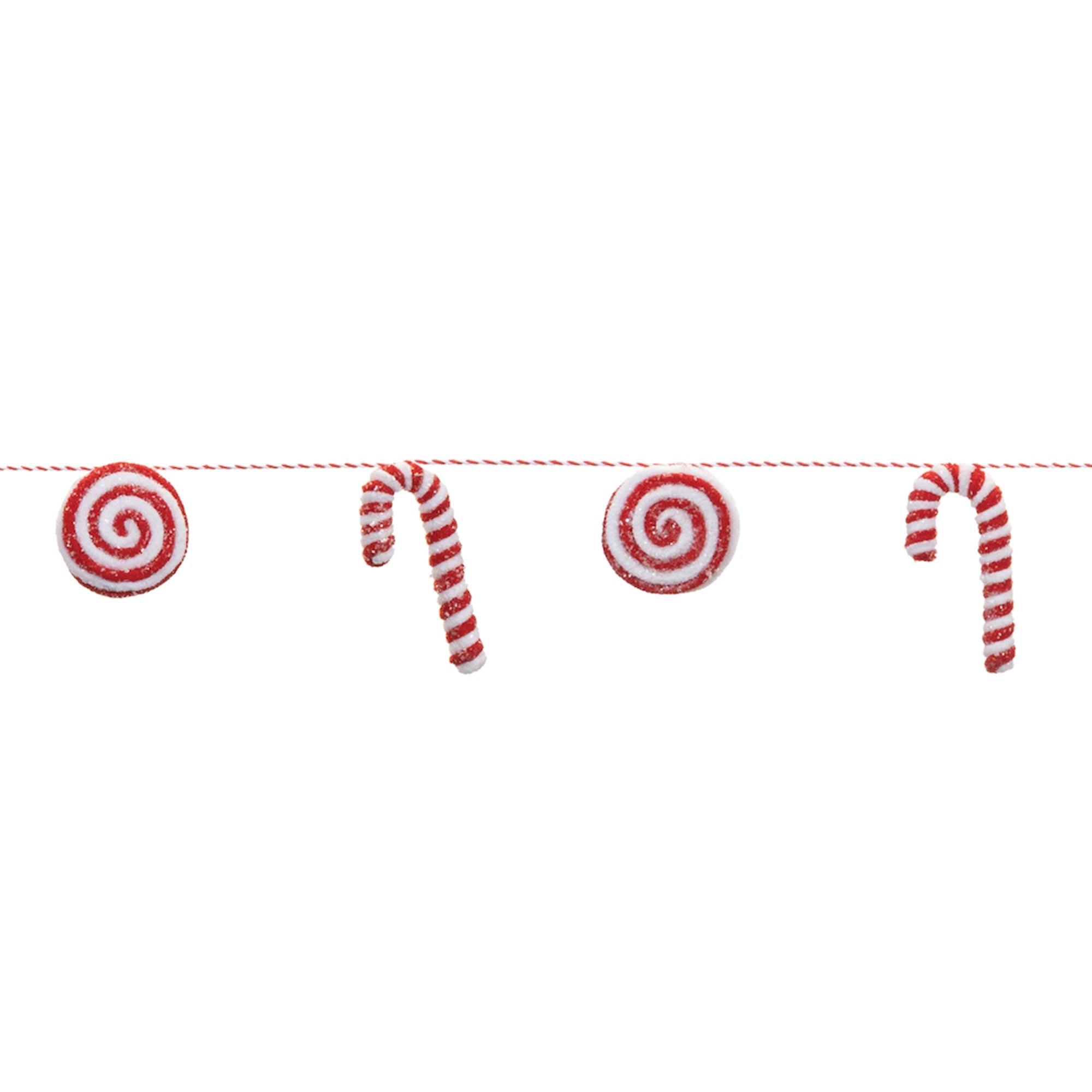 Fabric Peppermint Candy Cane String Garland (Set of 2)