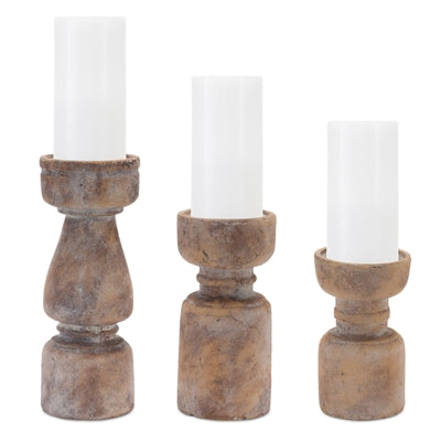 Candle Holder (Set of 3) 6.5"H, 8.5"H, 10.5"H Terra Cotta