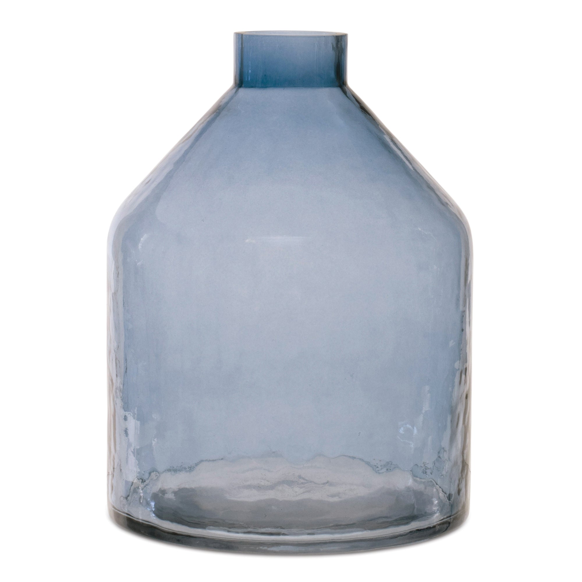 Blue Glass Bottle Vase 8"H