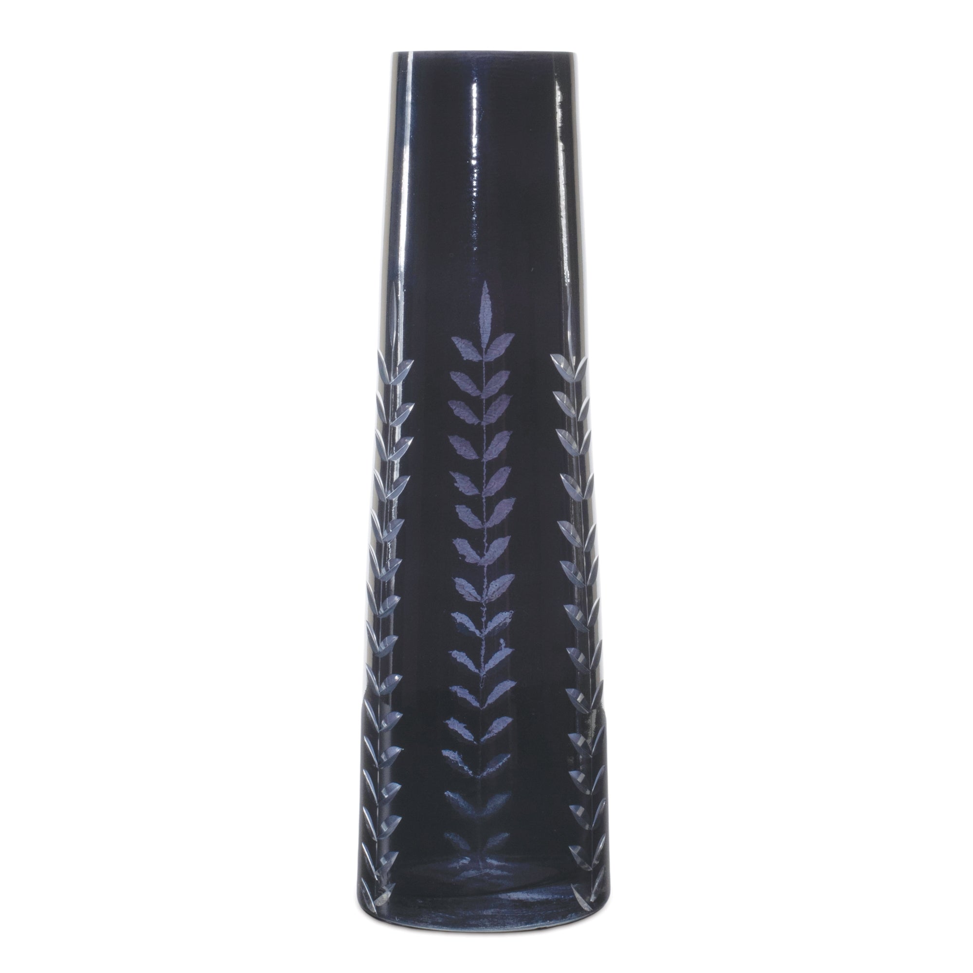 Etched Soda Lime Glass Vase 9"H