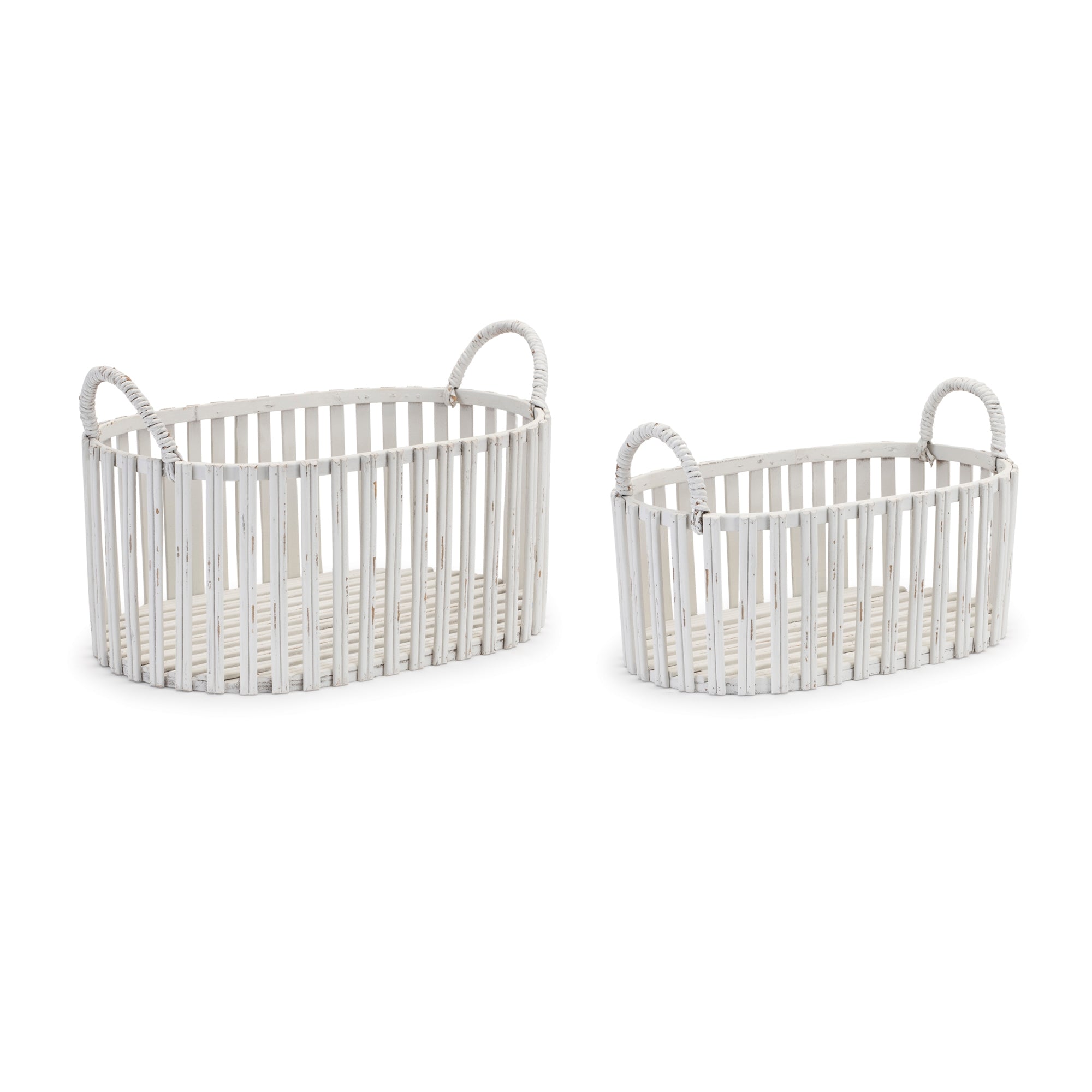 Oval Woven Rattan Tabletop Basket (Set of 2)