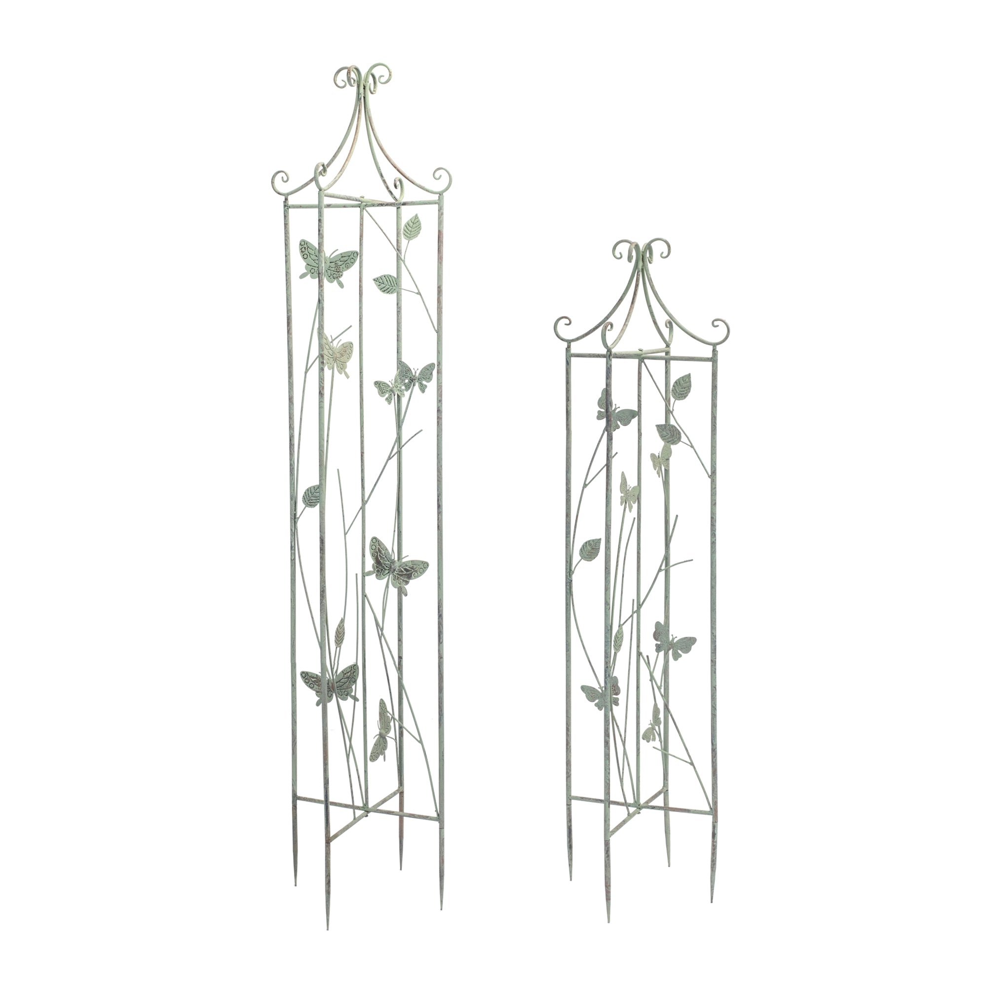 Trellis w/Butterflies (Set of 2) 11"SQ x 48"H, 12"SQ x 60"H Metal