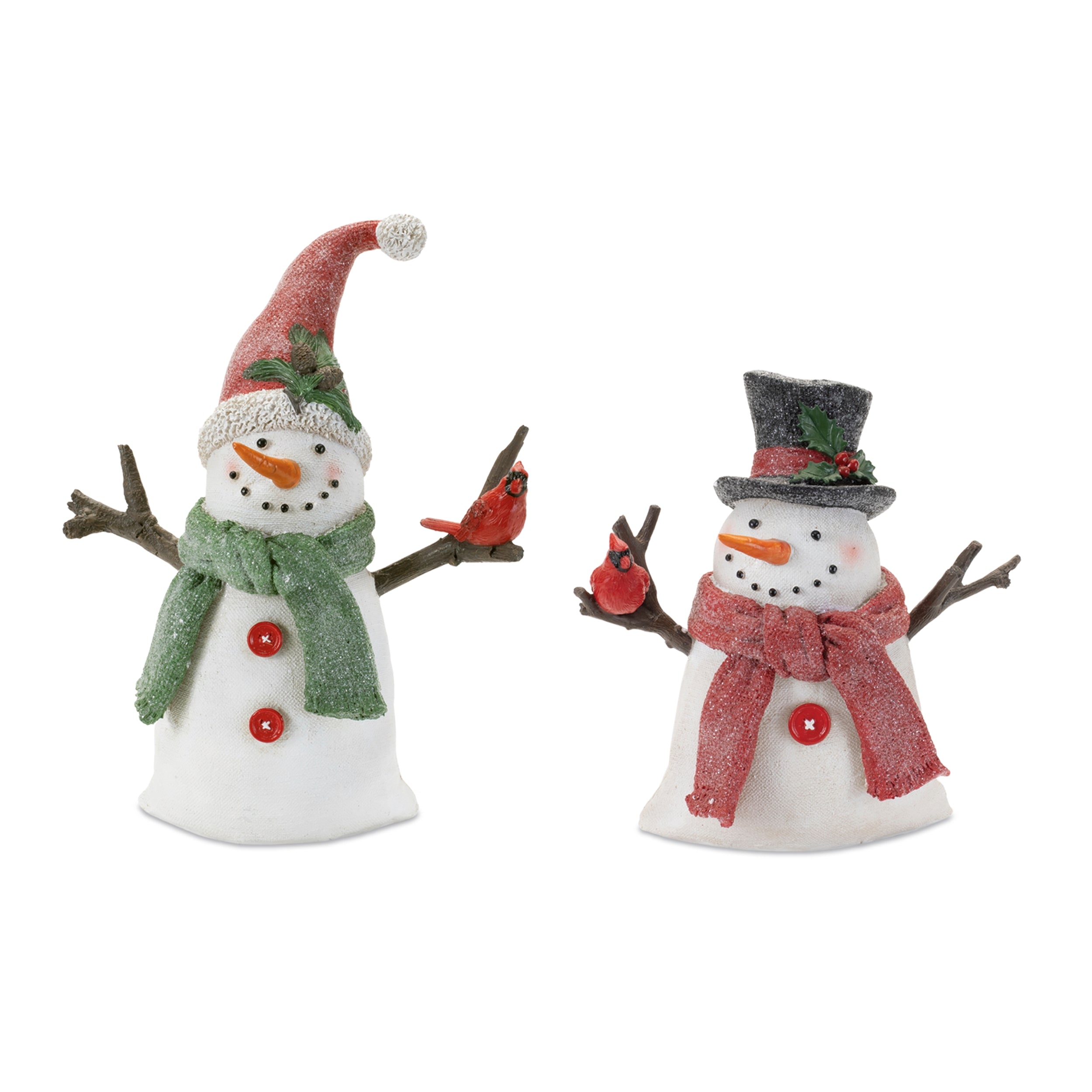 Snowman (Set of 2) 7.5"H, 10"H Resin