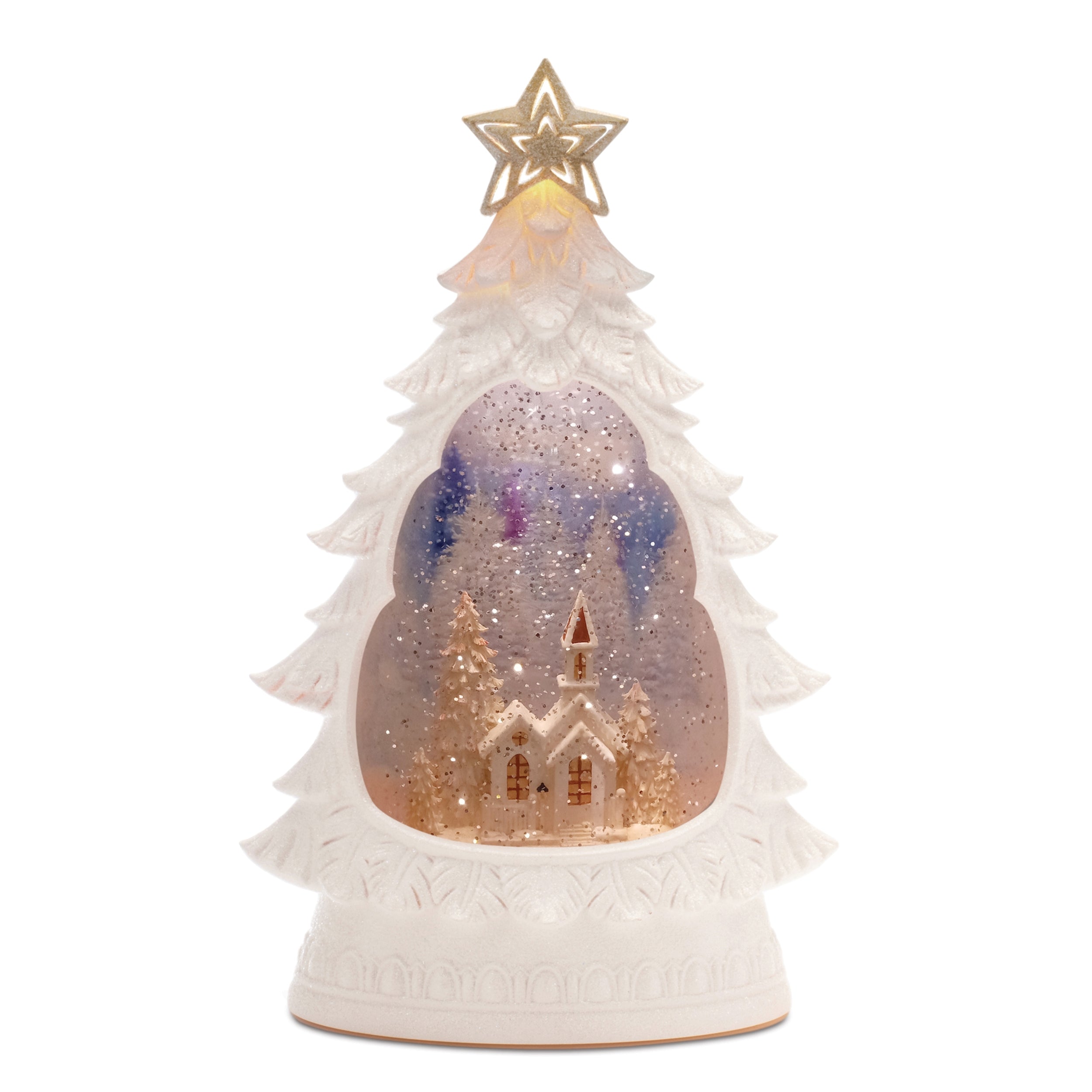 LED Snow Globe w/Church 12"H Plastic 3 AA Batteries Not Included/USB Cord Included 6 Hr Timer