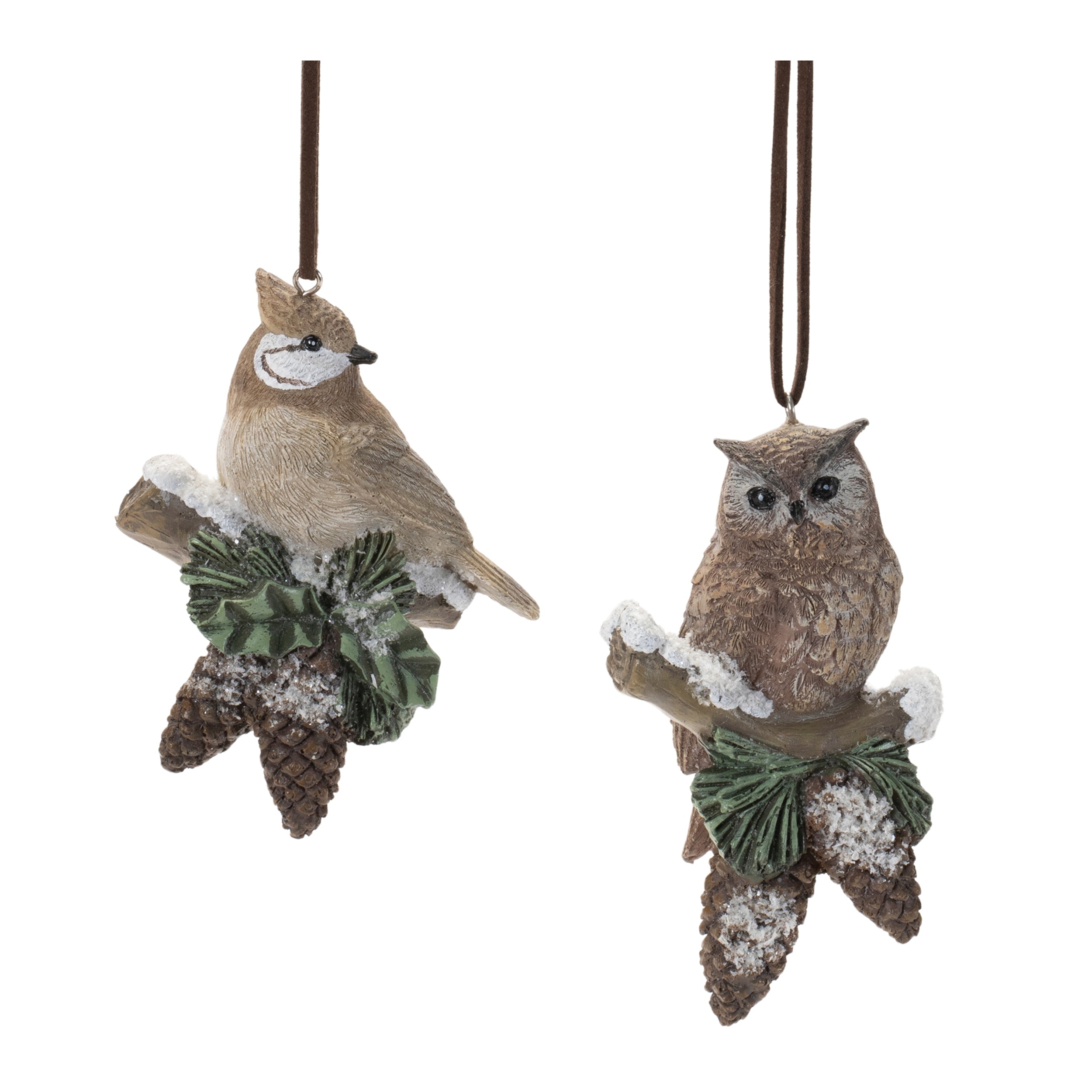 Cardinal and Owl Ornament (Set of 12) 4"H Resin