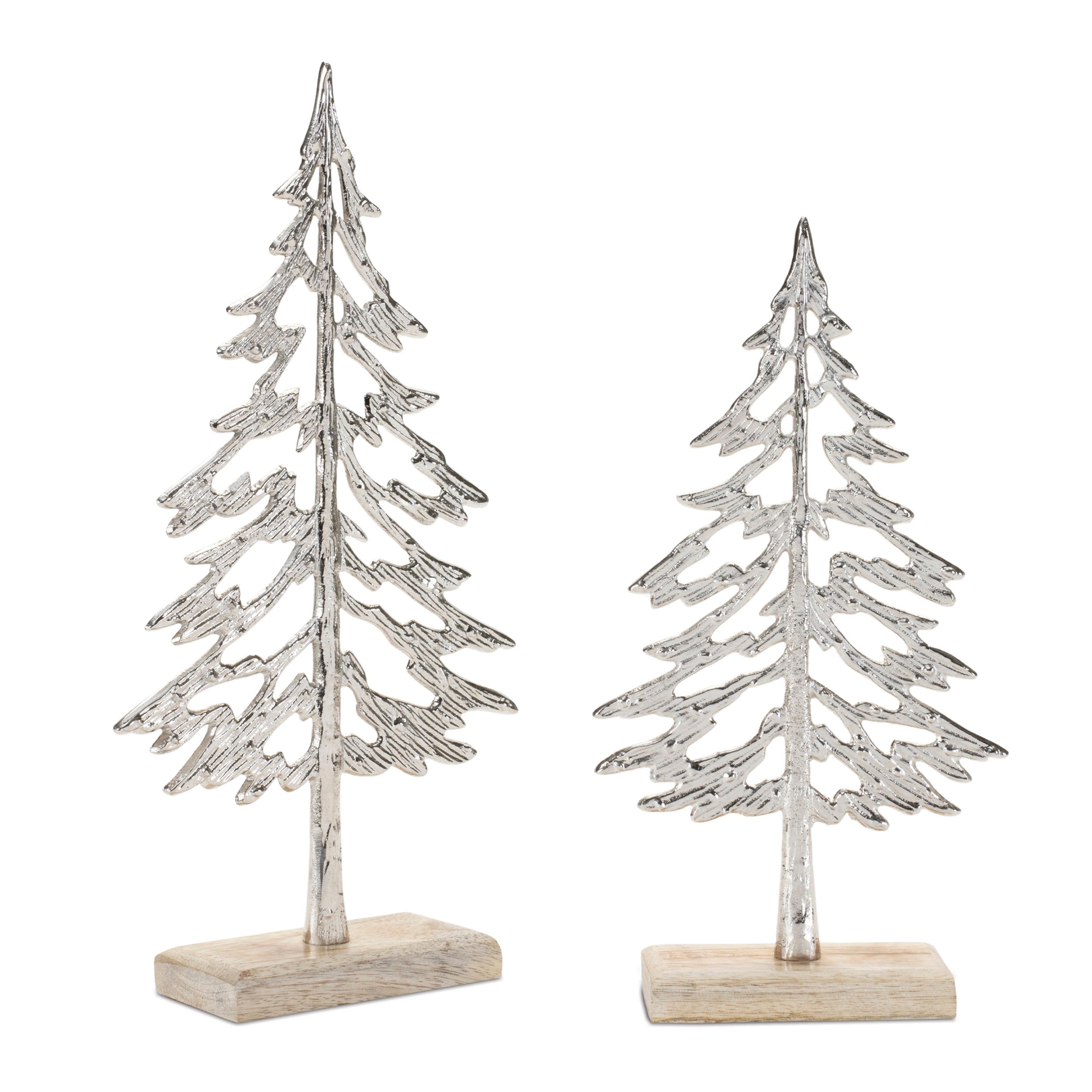 Tree (Set of 2) 10.5"H, 12.5"H Aluminum/Wood