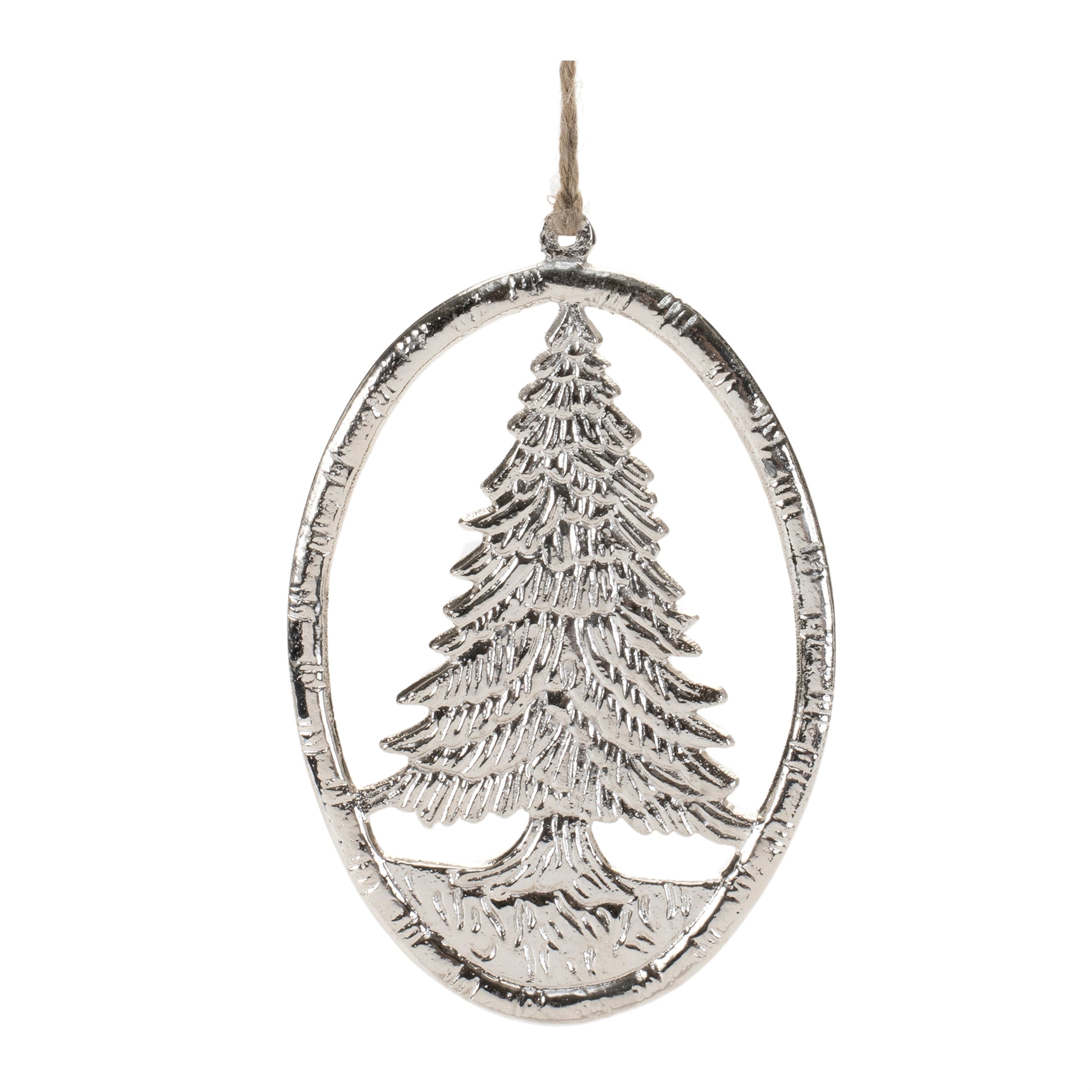 Oval Tree Ornament (Set of 12) 6"H Aluminum