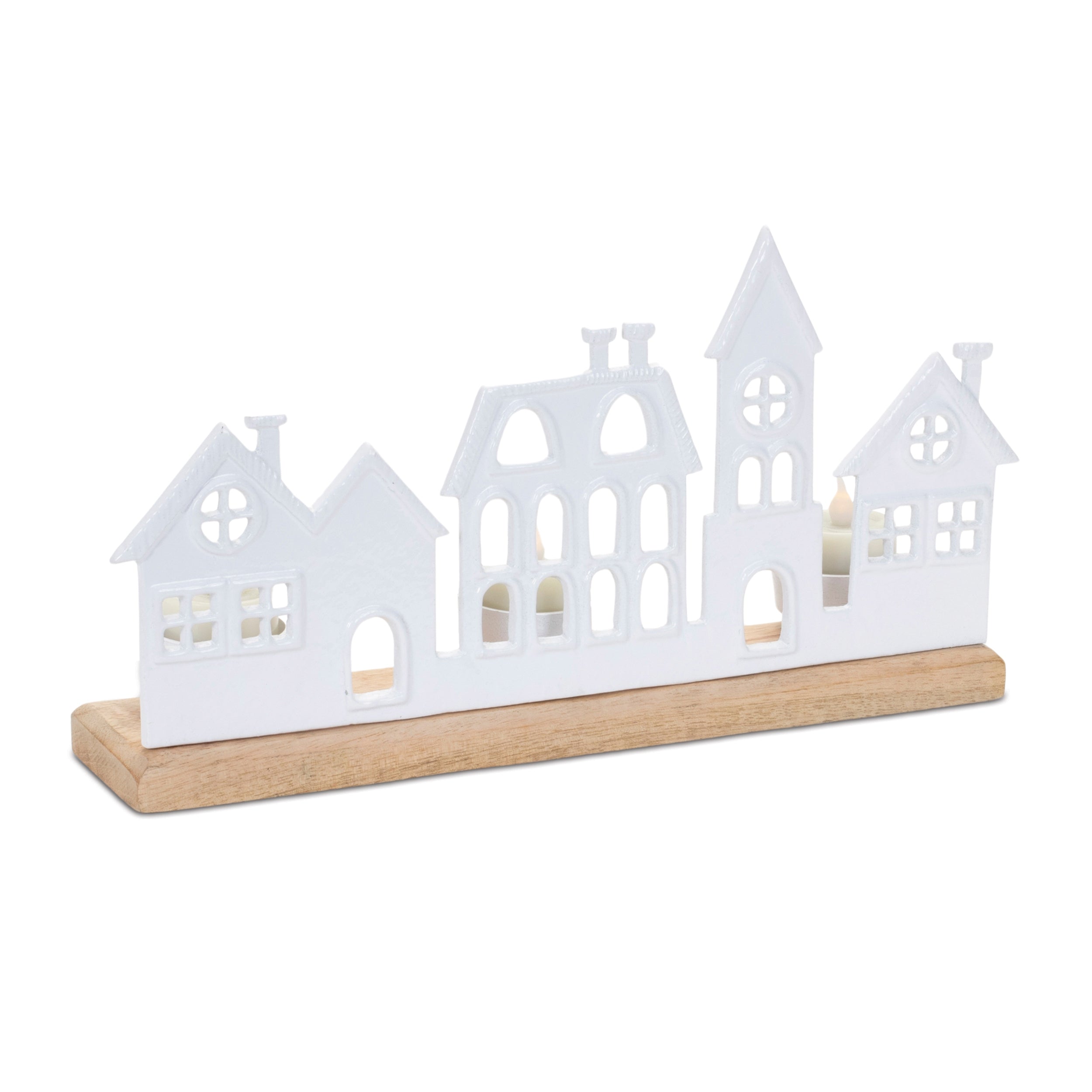 Street Scene Tealight Holder (Set of 2) 12"L x 6"H Aluminum