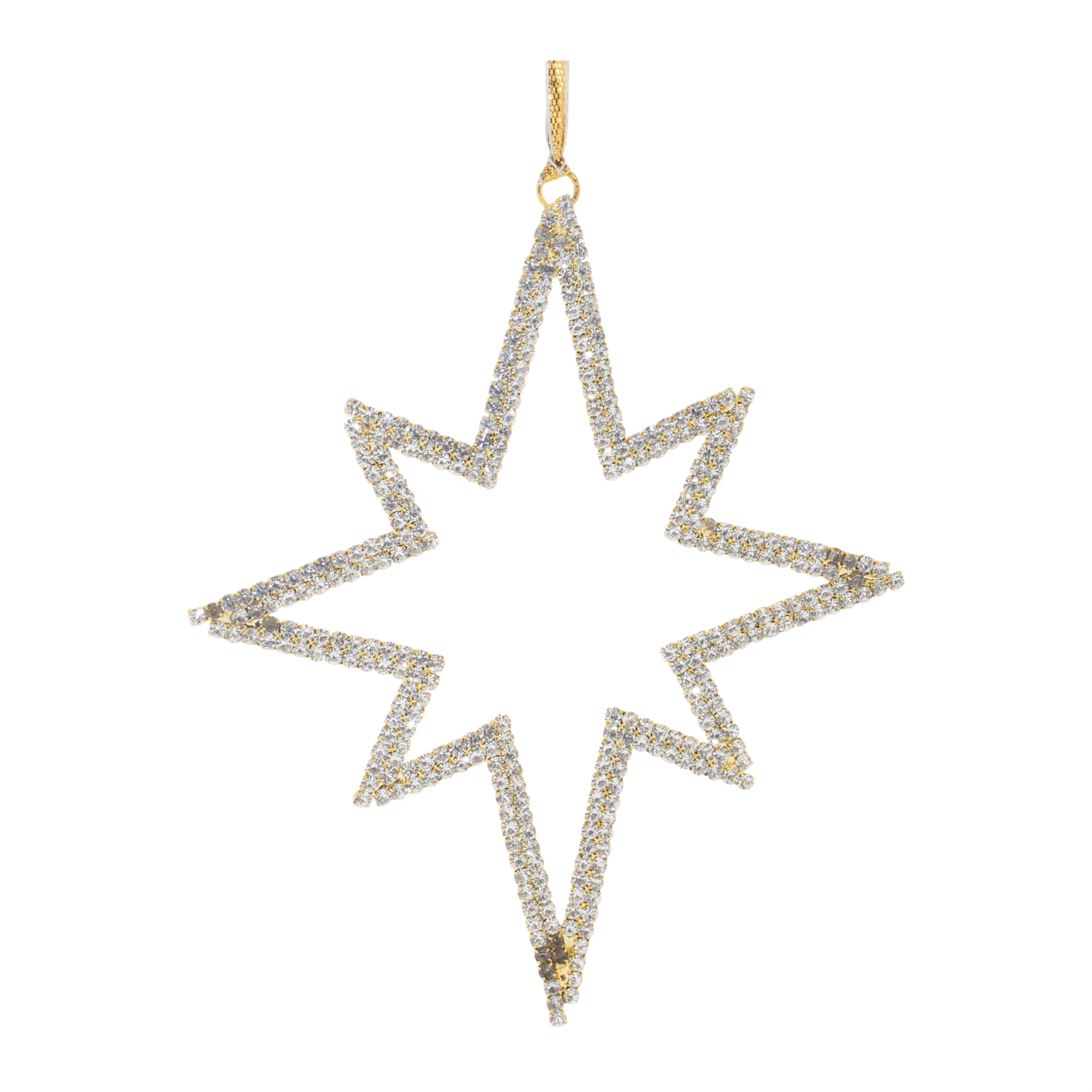 Star Outline Ornament (Set of 12) 6"H Iron/Glass Beads