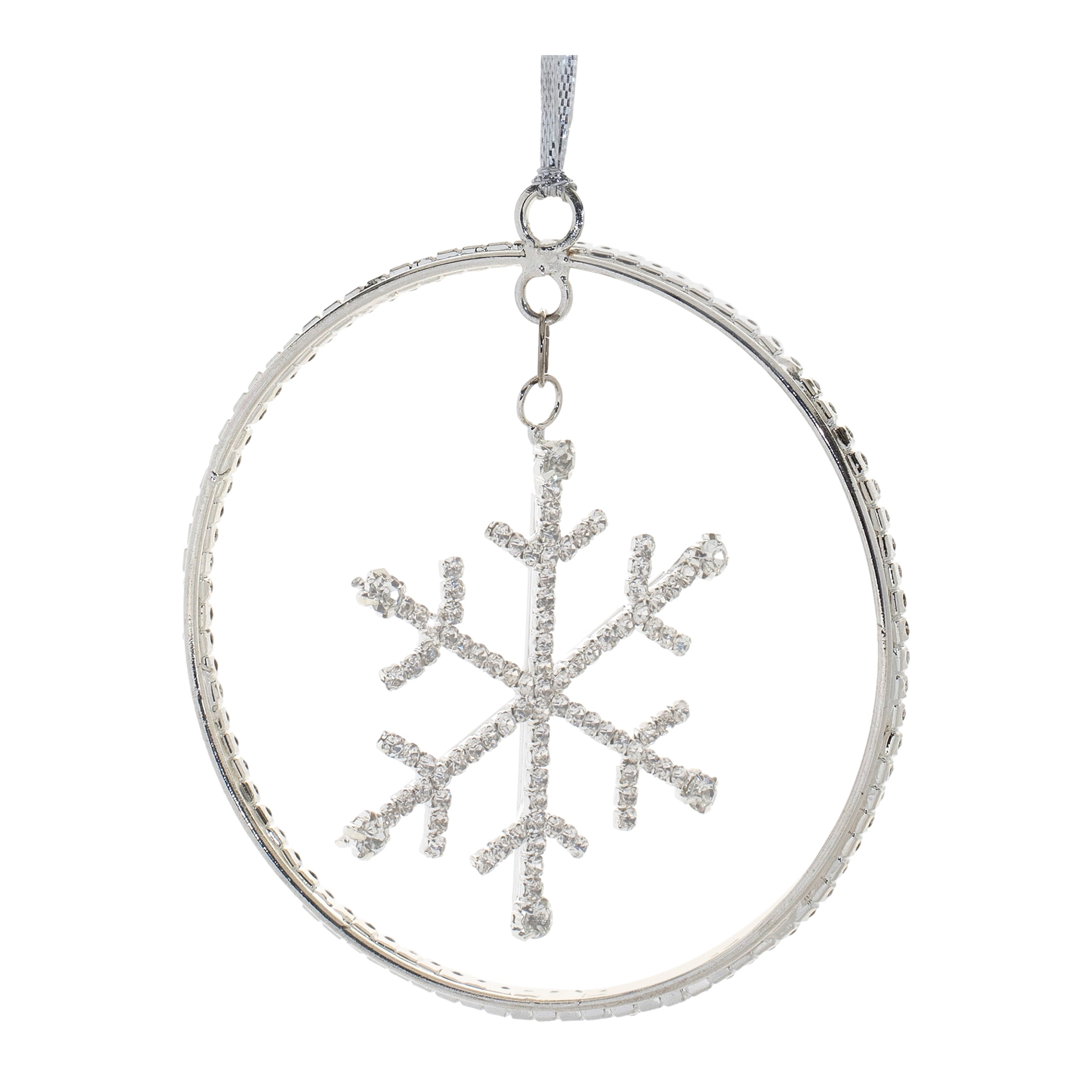 Snowflake Disc Ornament (Set of 12) 4"H Iron/Glass Beads