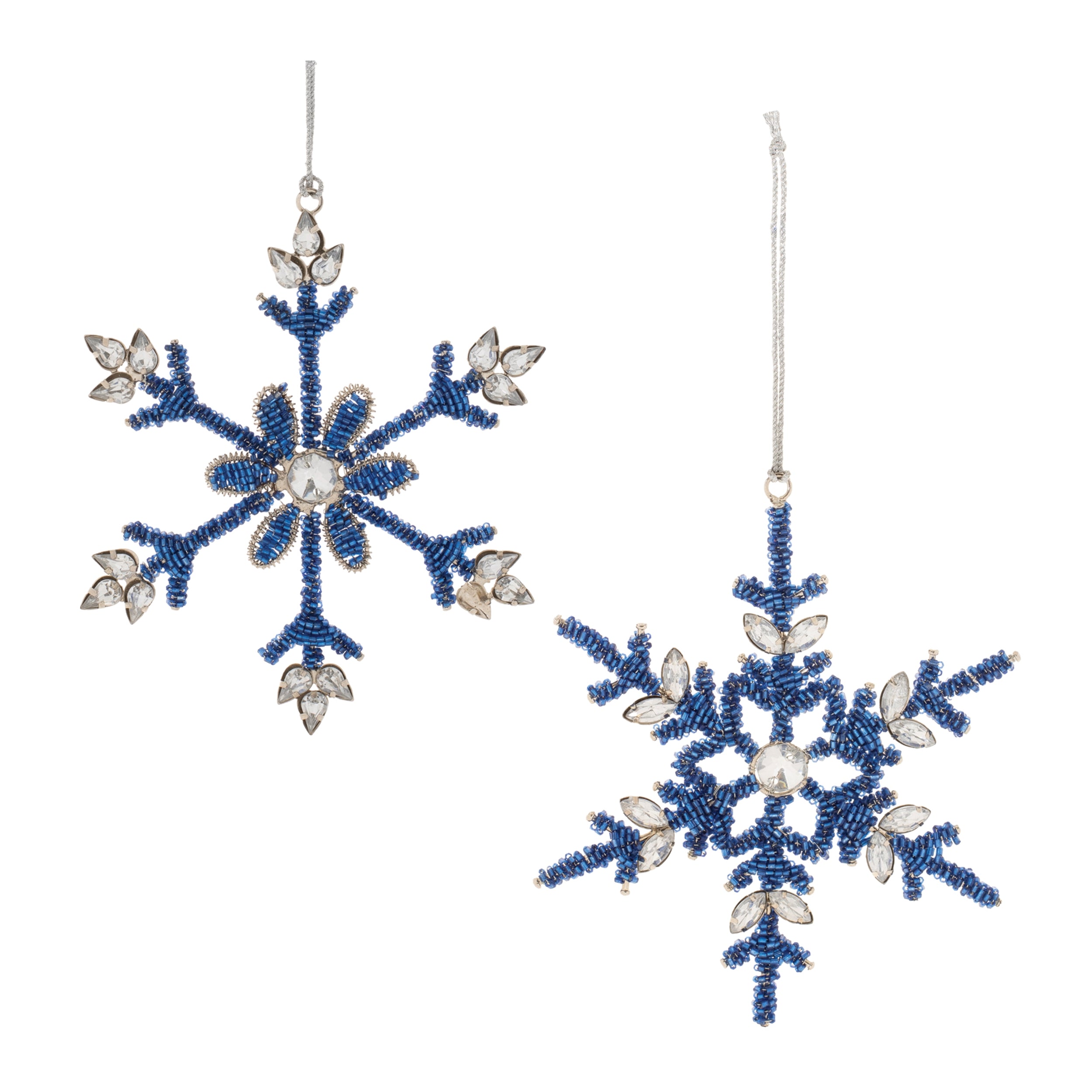 Snowflake Ornament (2 Asst) 6”H Iron/Glass Beads