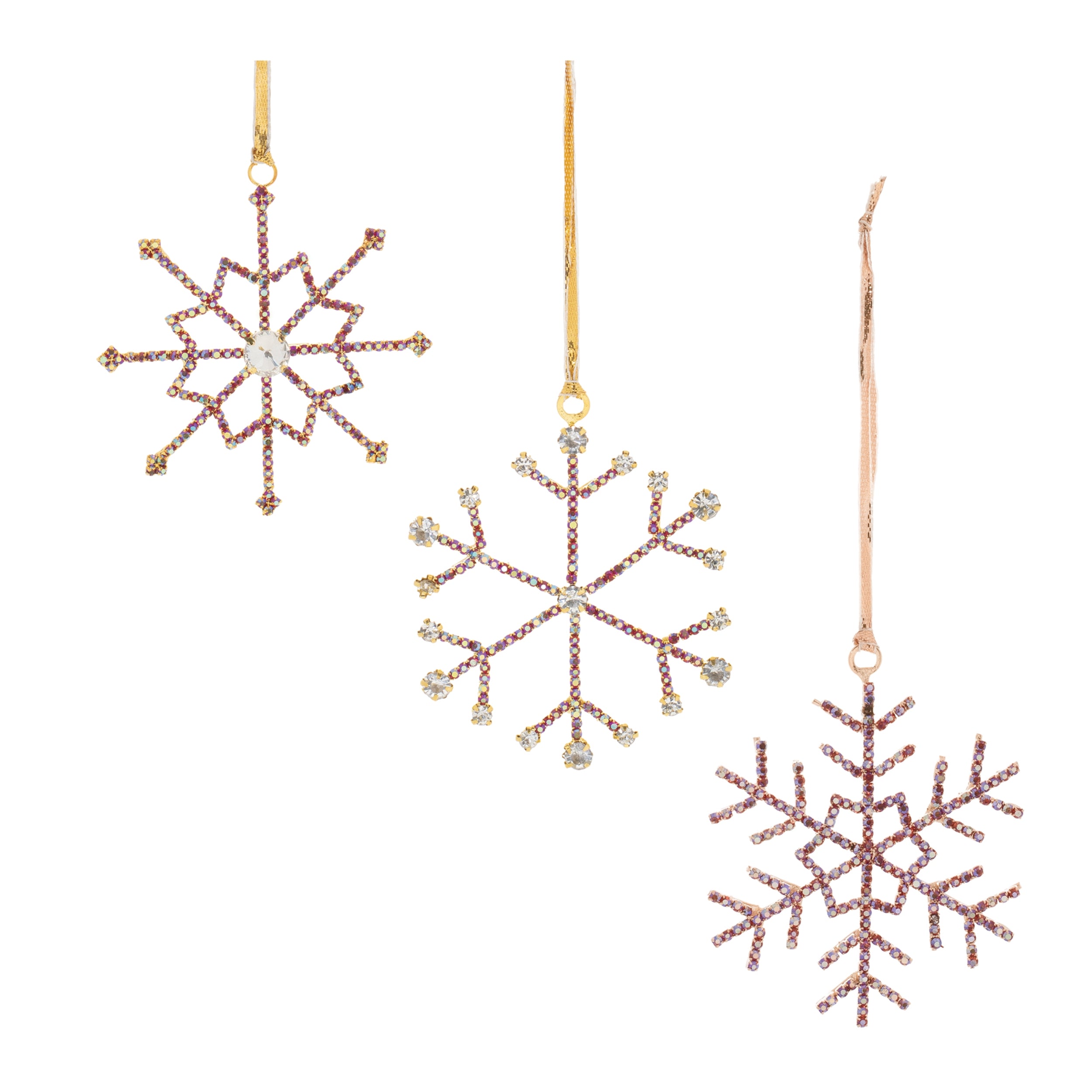 Snowflake Ornament (Set of 12) 3.5"H Iron/Glass Beads