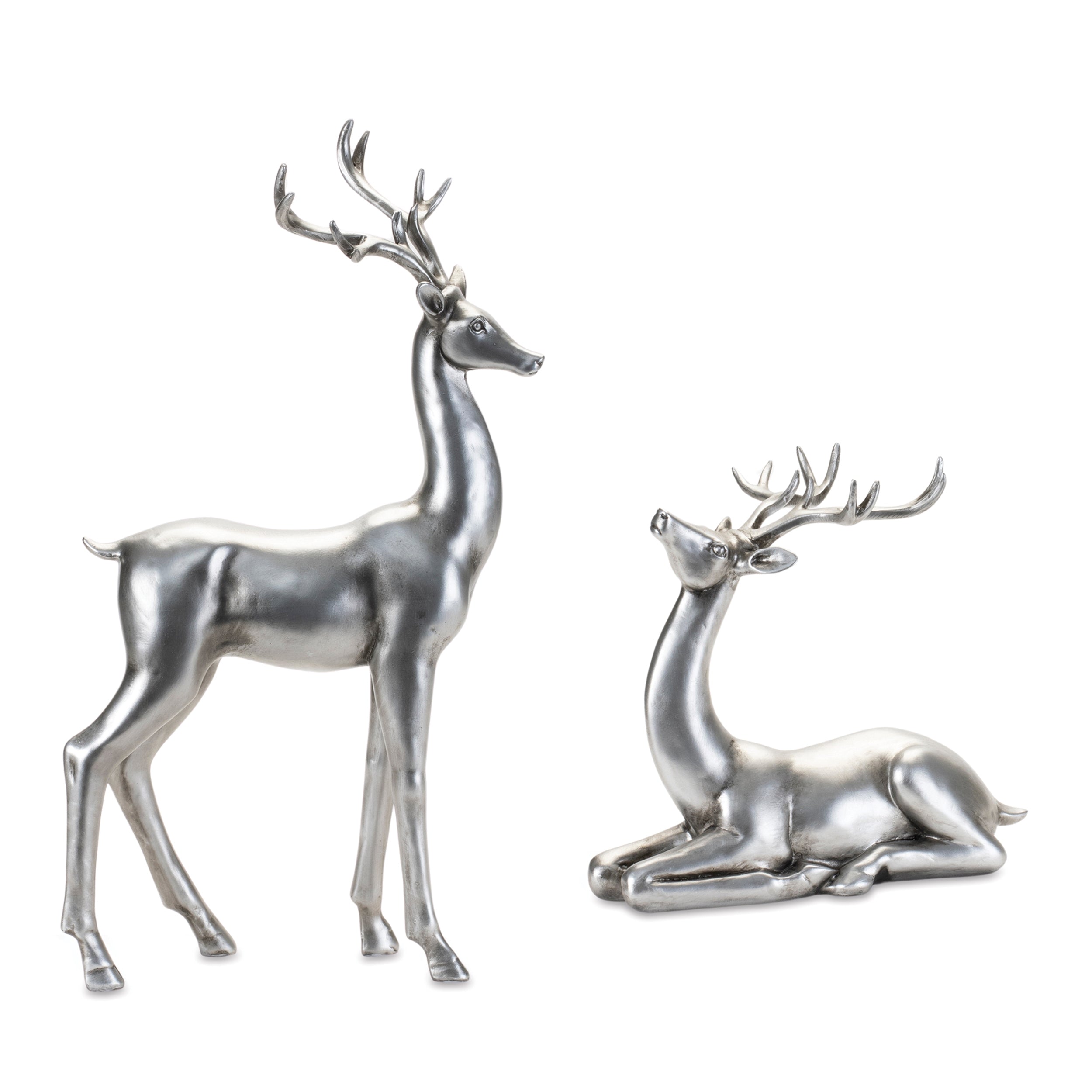 Deer (Set of 2) 9.75"L x 9"H, 9.5"L x 17"H Resin