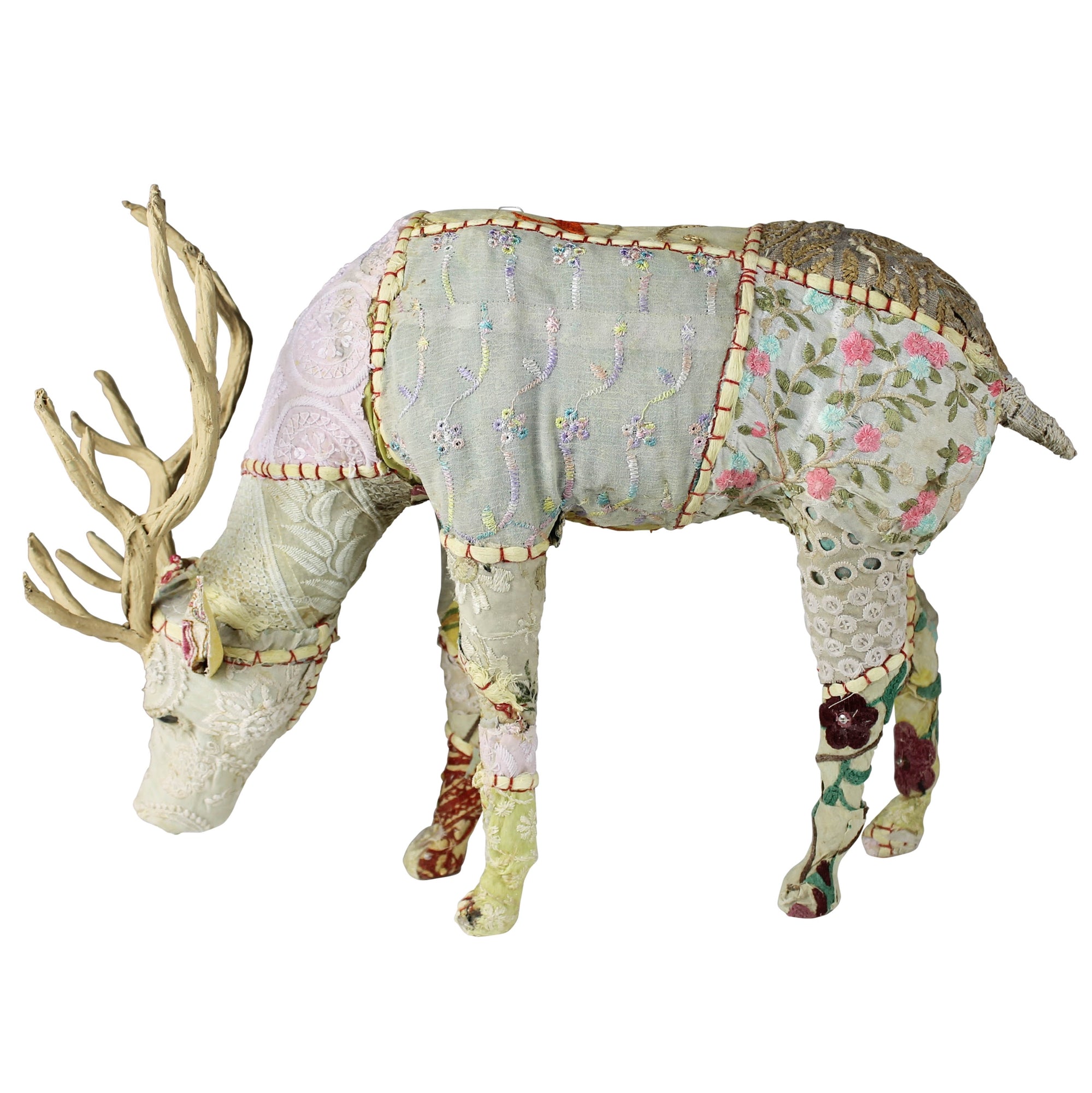 Bavarian Forest Stag Grazing - Lrg - Beige Sari