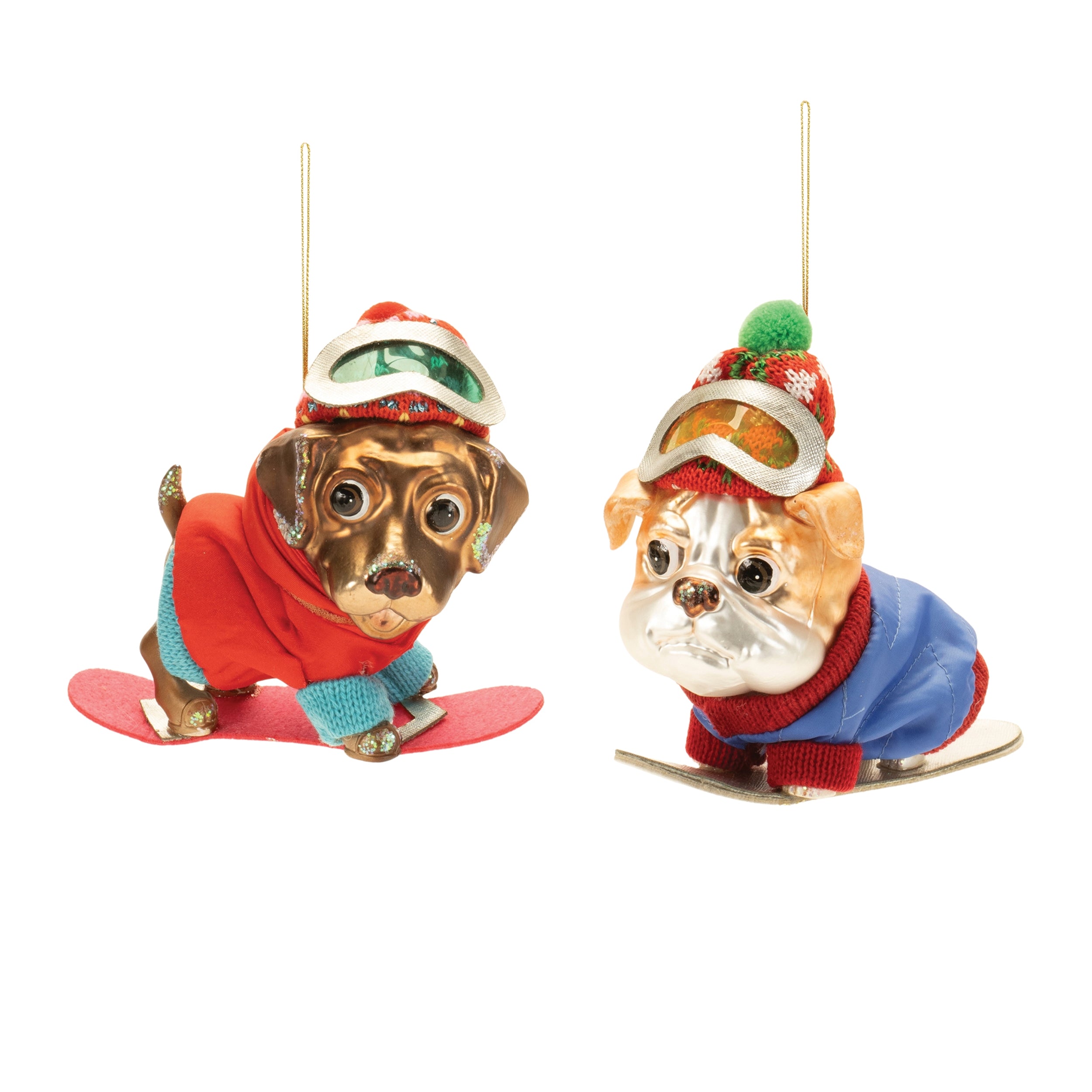 Snowboard Dog Ornament (S/2)