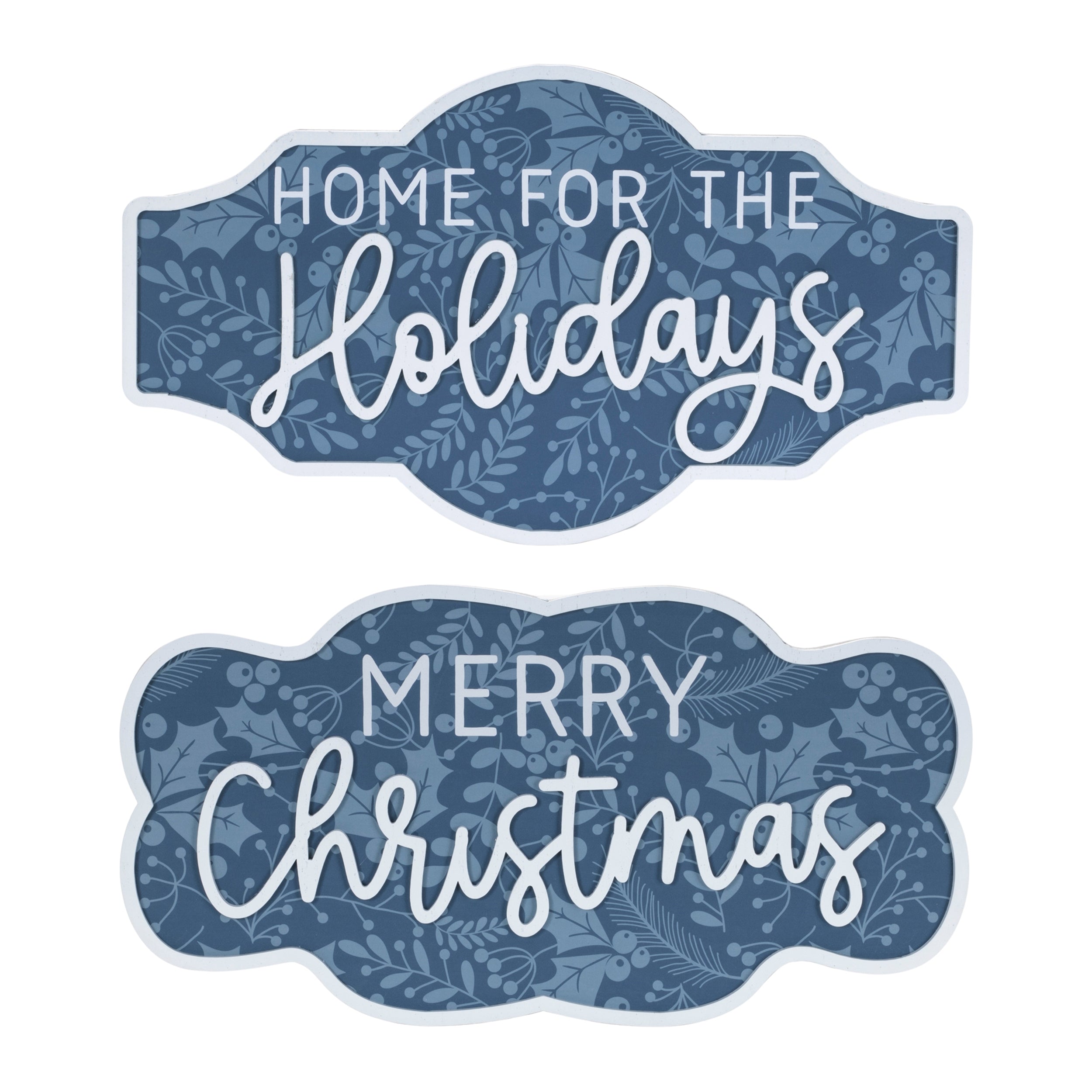 Christmas/Holidays Sign (Set of 2) 18"L x 9.5"H, 18"L x 10"H MDF/Paper