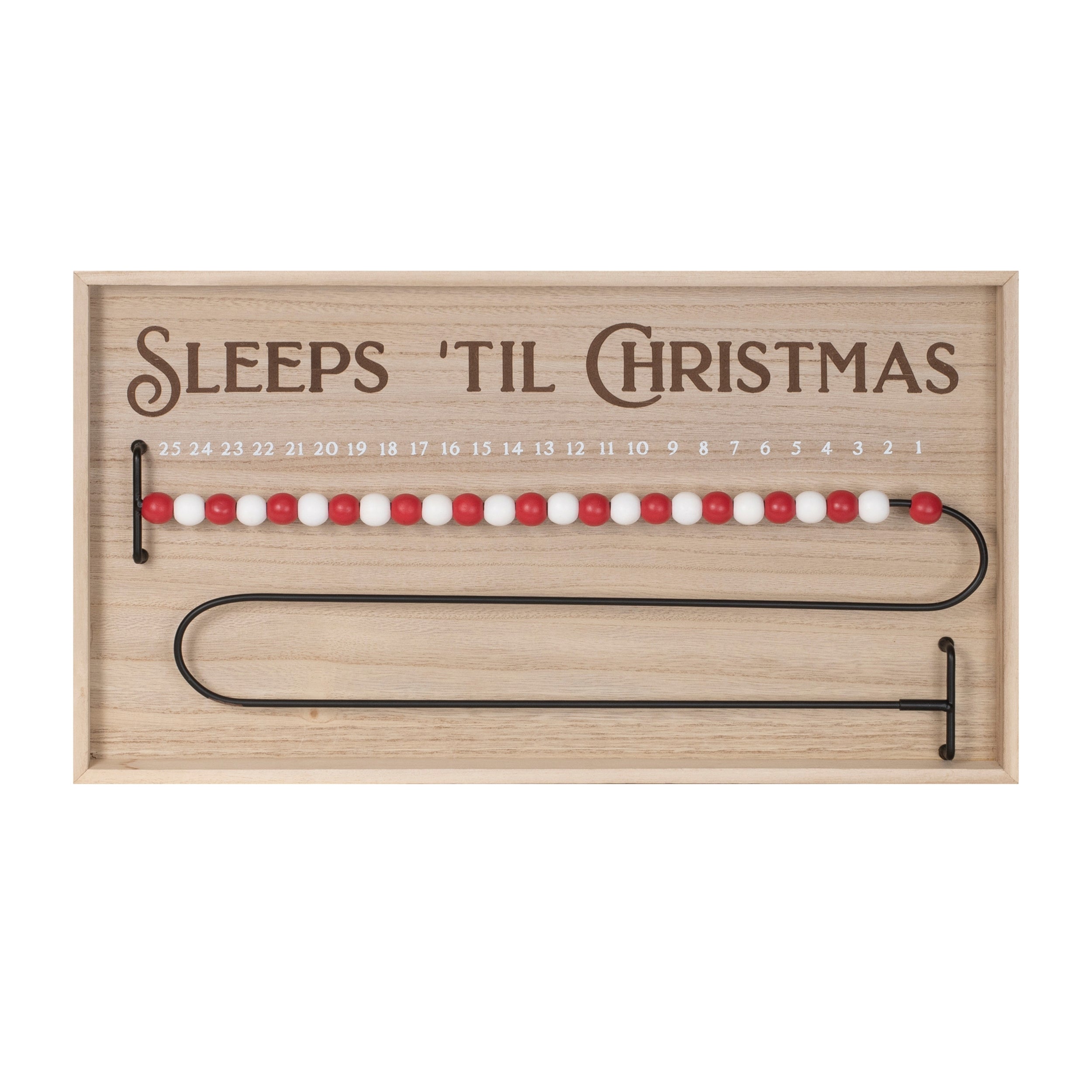 Sleeps Til Christmas Countdown 20"L x 11"H Wood/Wood