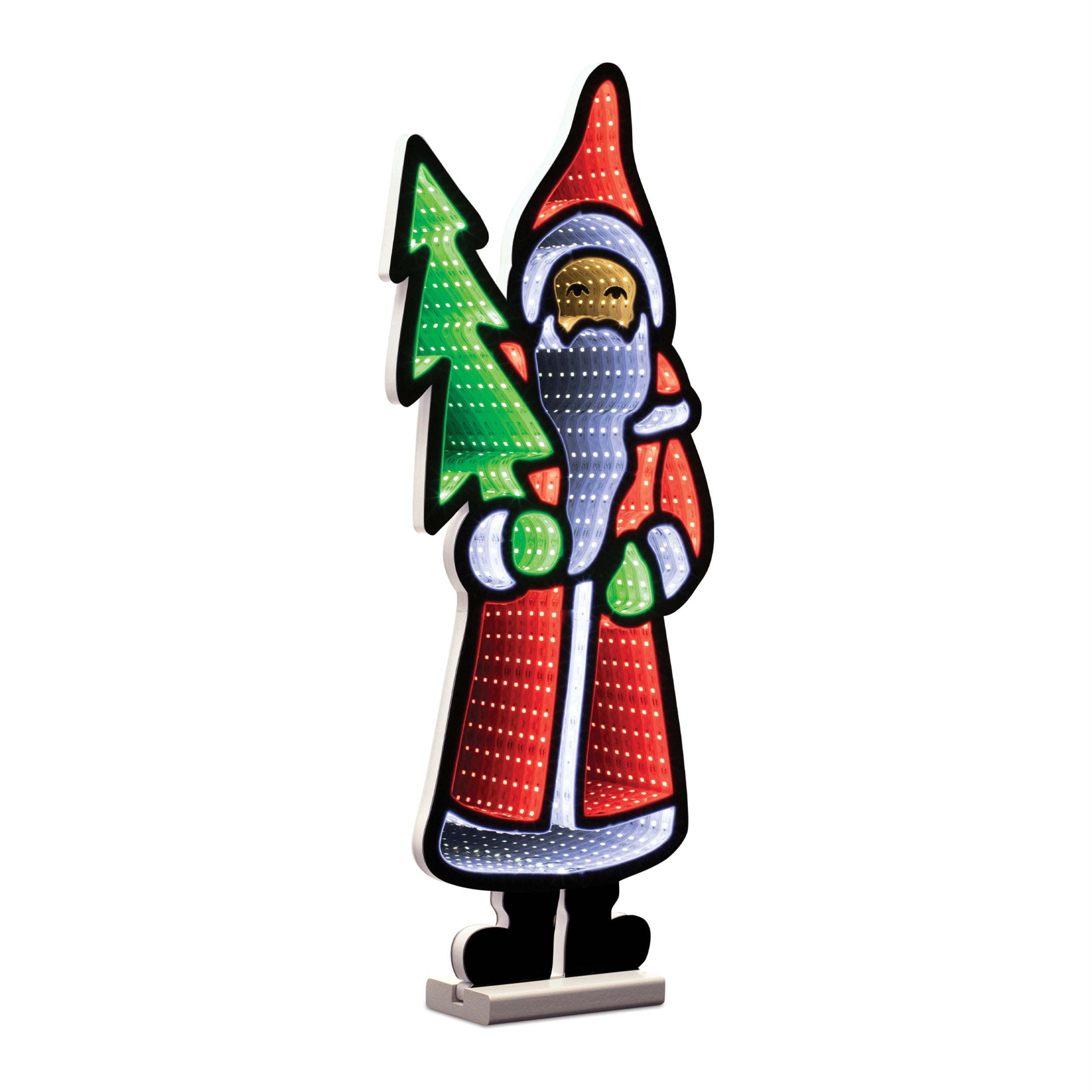 Santa w/Tree Infinity Light 23.5”H Acrylic UL Plug