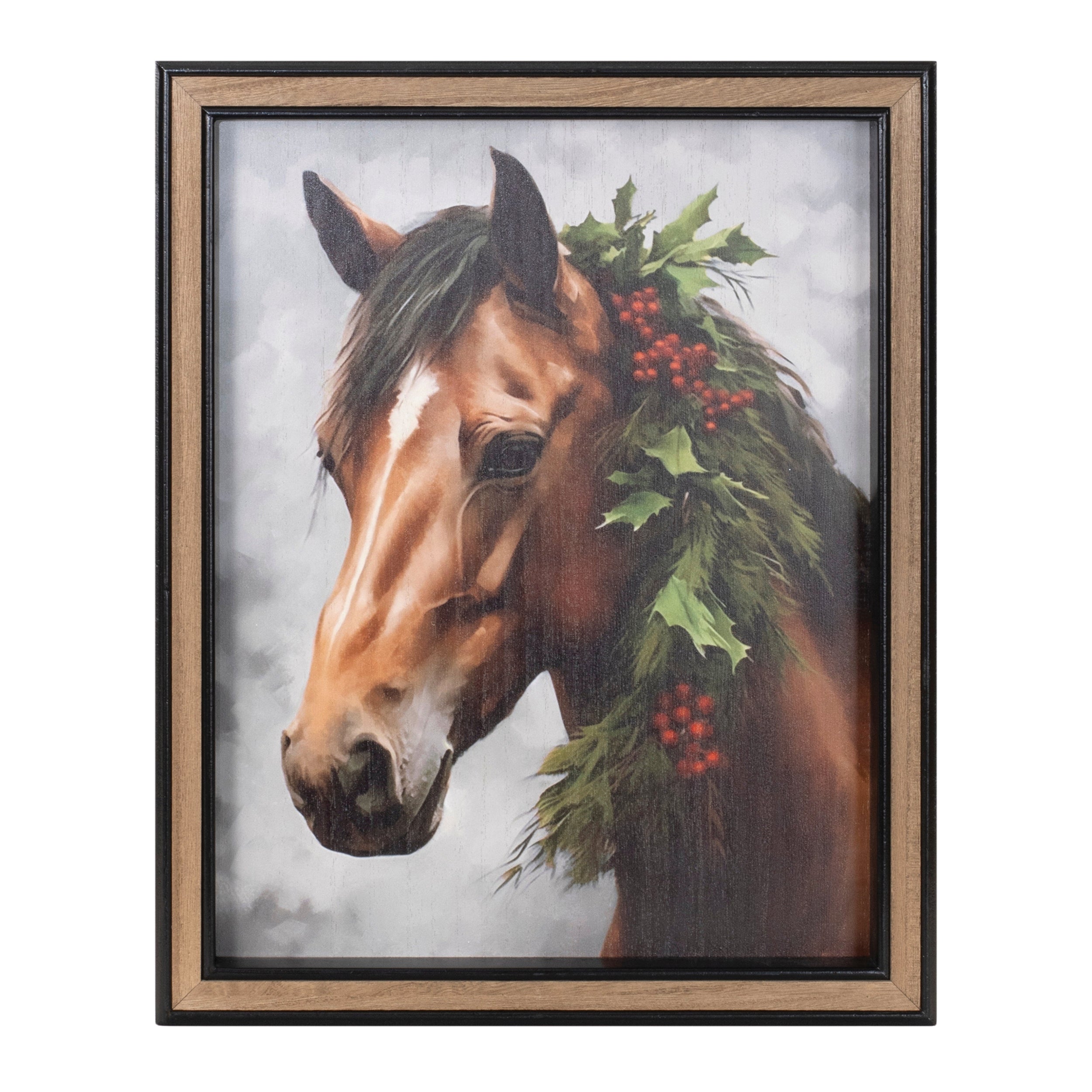 Horse w/Holly Garland Frame