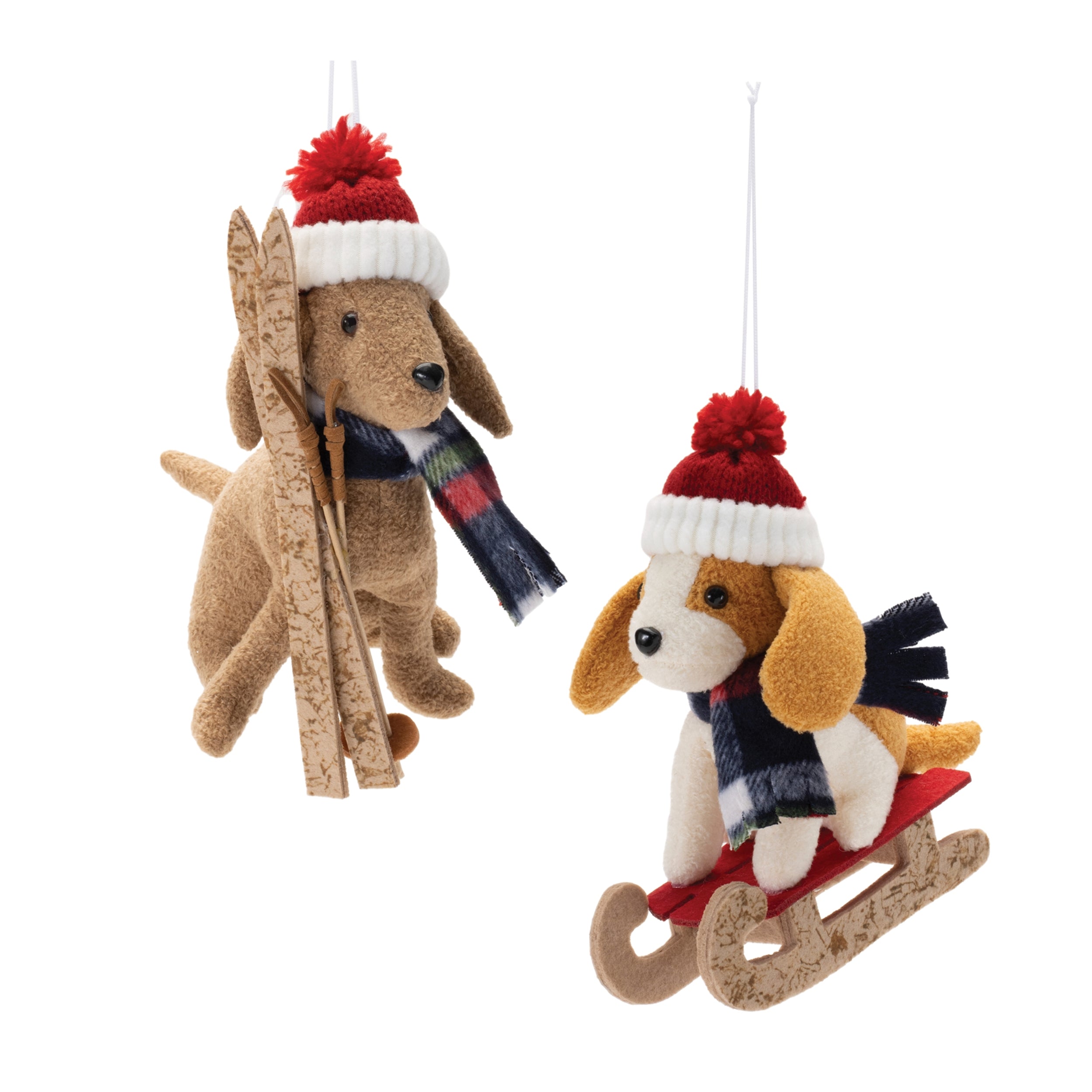 Winter Sport Dog Ornament (2 Asst) 7”H Polyester