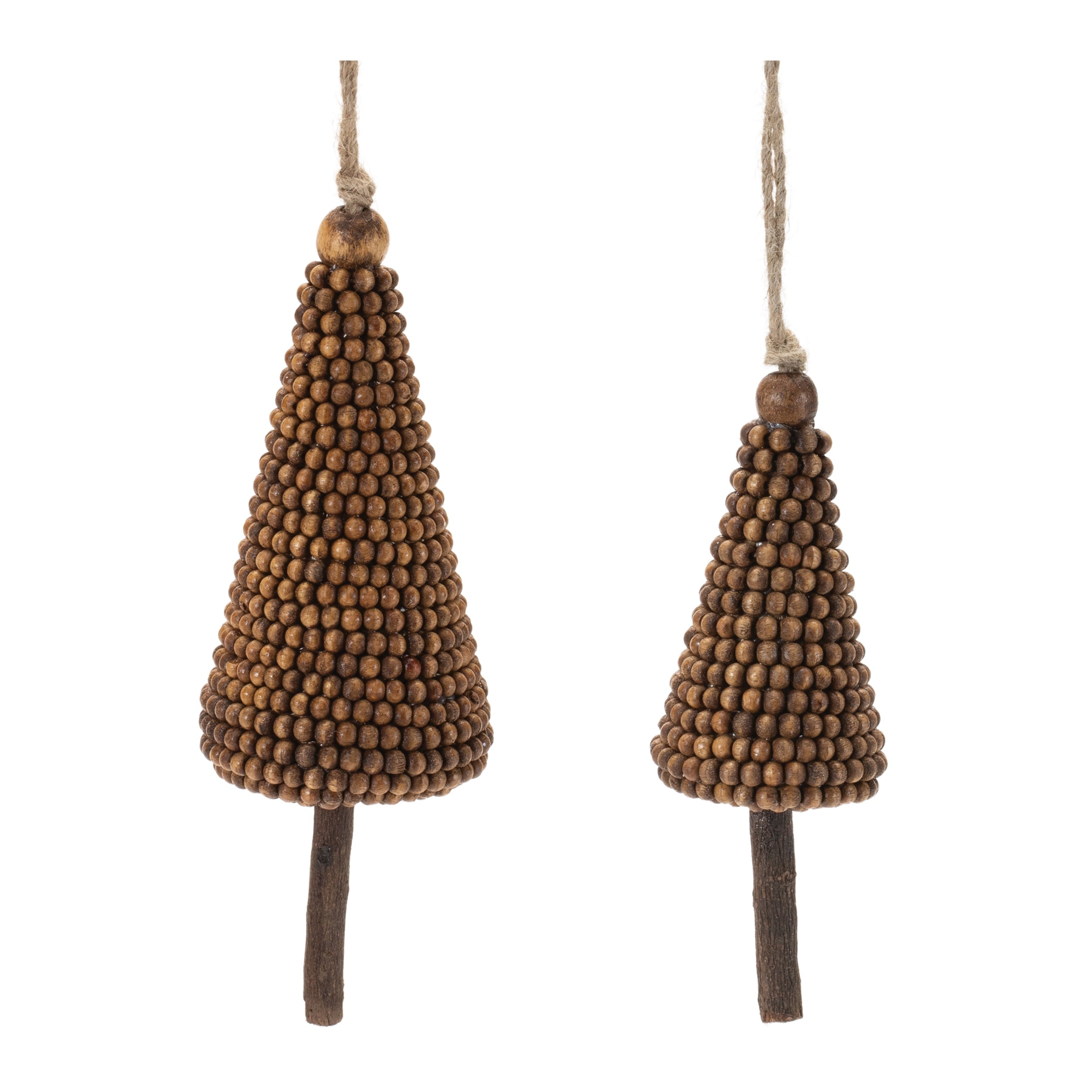 Beaded Tree Ornament (Set of 2) 5"H, 7"H /Wood