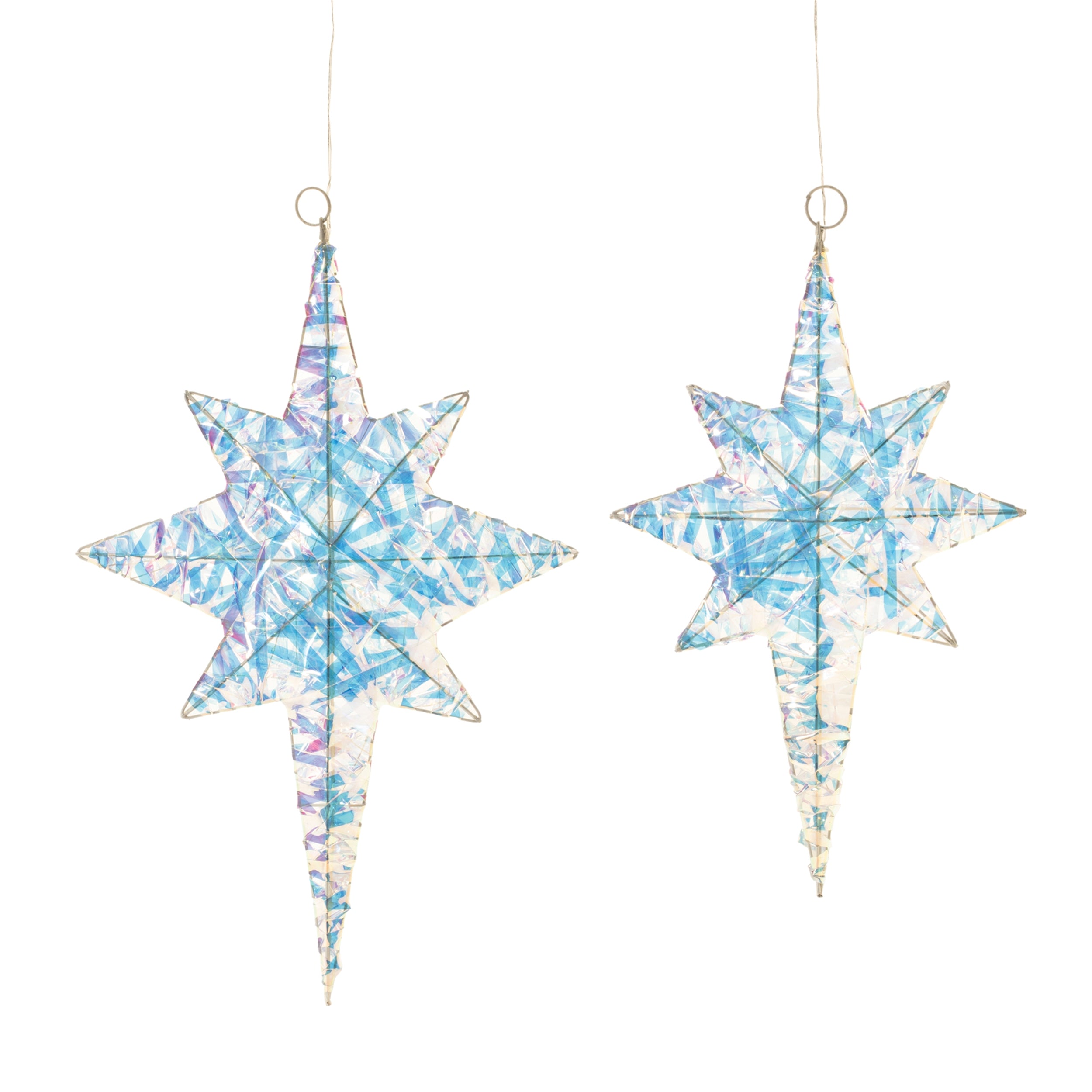 LED Star Ornament (Set of 2) 19"H, 24"H PVC/Wire 3 AA Batteries Not Included/USB Cord Included