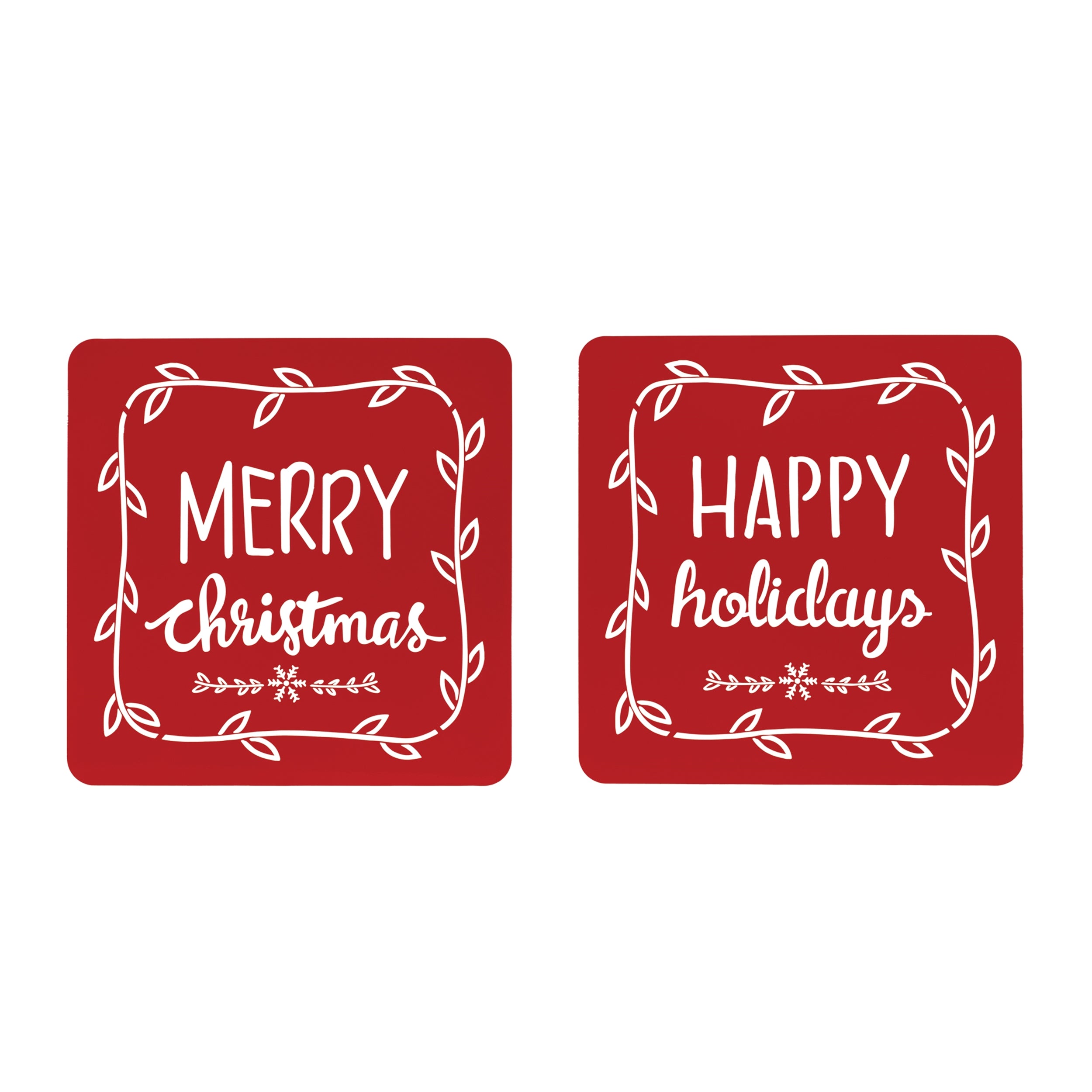 Happy Holidays/Merry Christmas Plaque (2 Asst) 16”SQ Sheet Iron