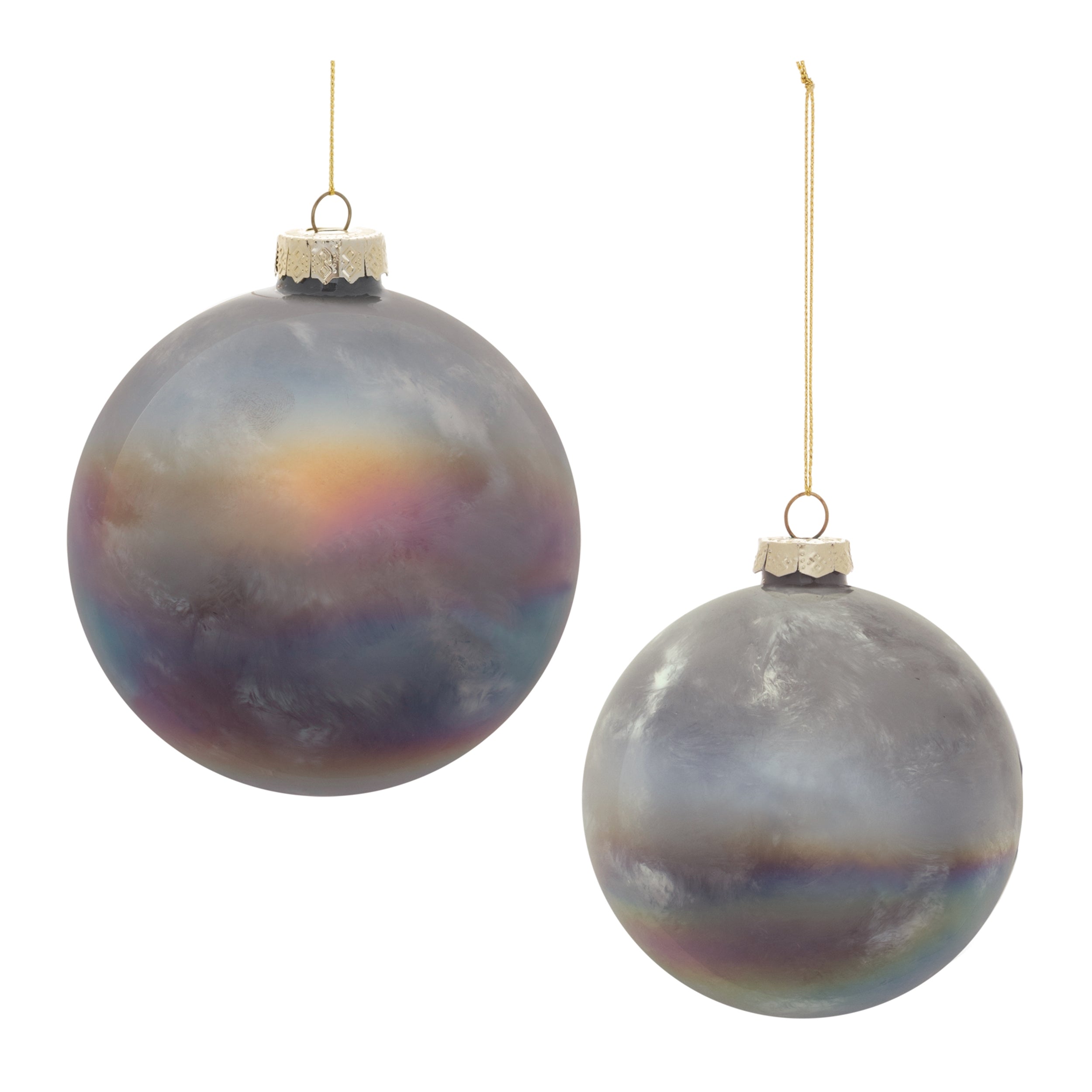 Ball Ornament (Set of 2) 4"D, 5"D Glass