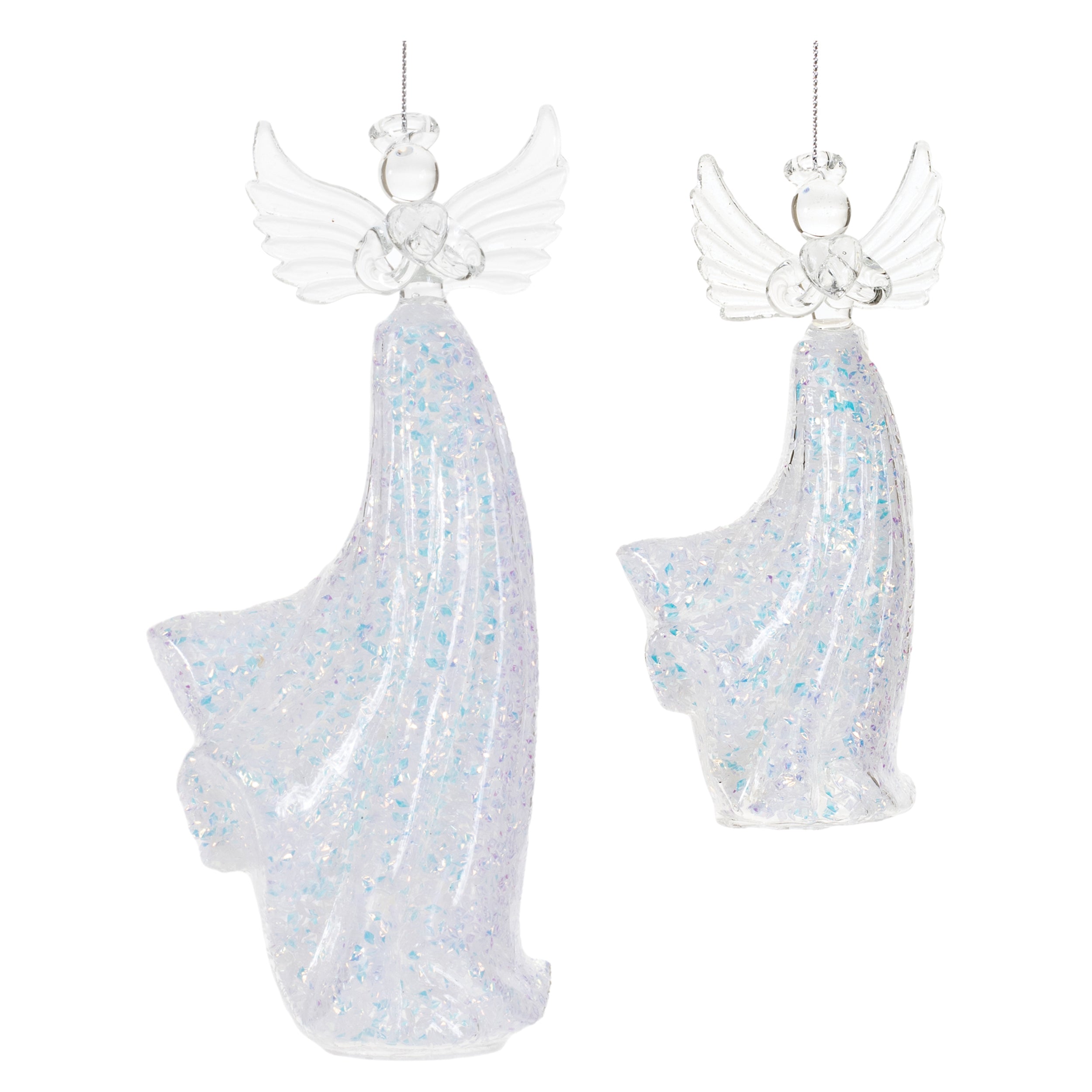 Angel Ornament (Set of 6) 5"H, 7.5"H Glass