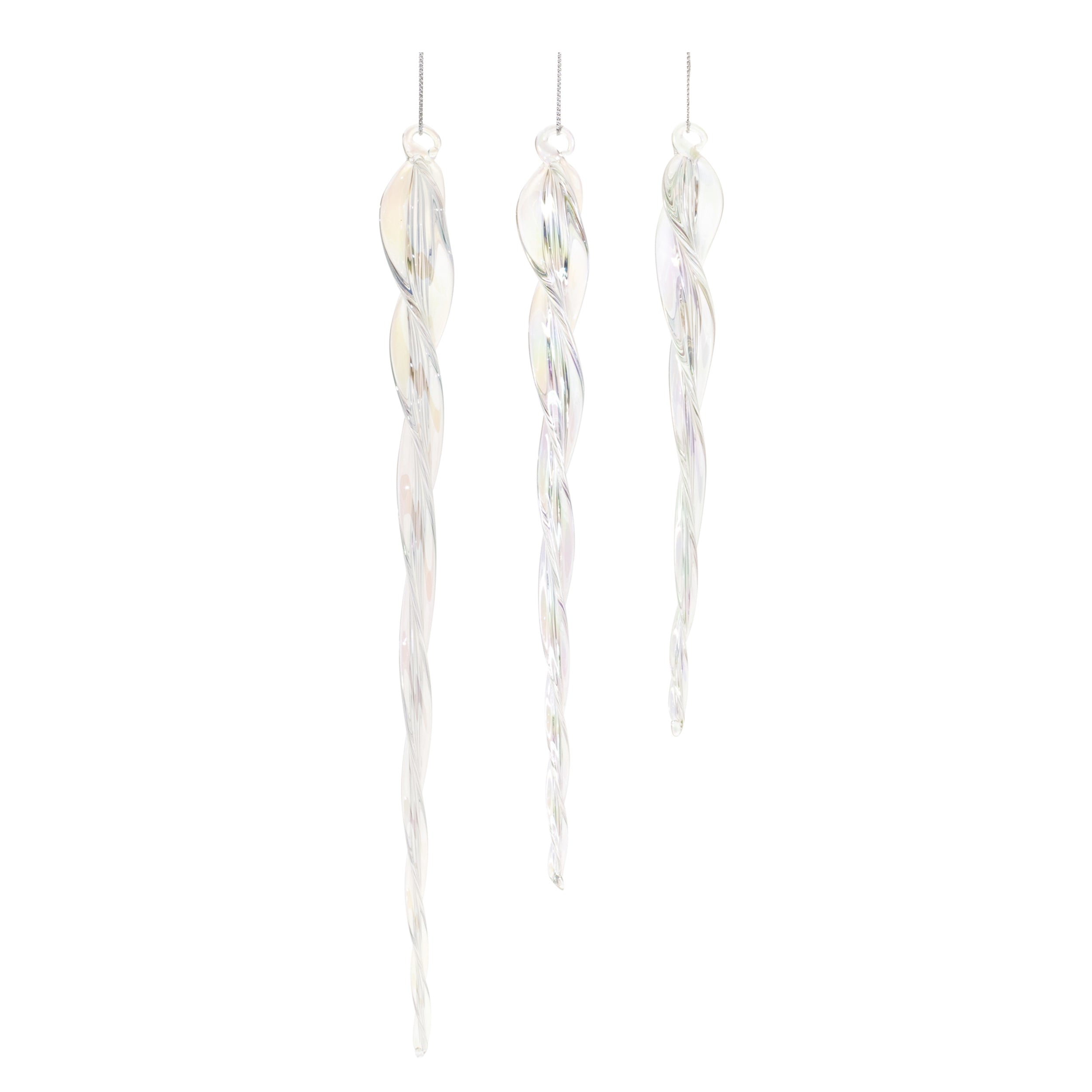Icicle Ornament (Set of 3) 7.5"H, 9.5"H, 11.5"H Glass