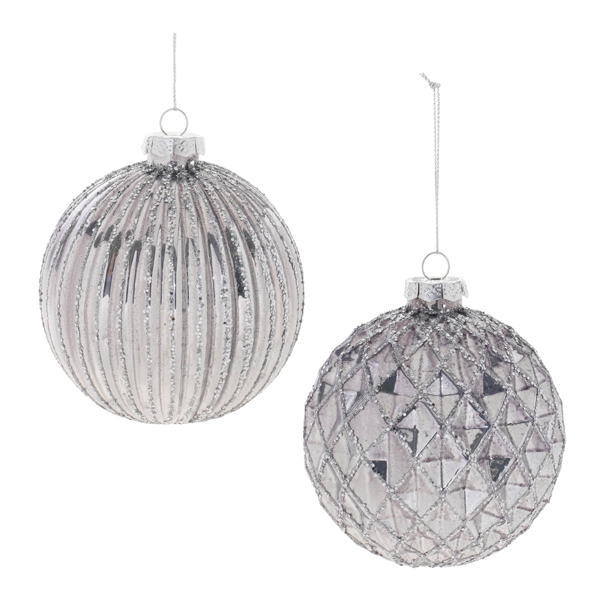 Ball Ornament (Set of 6) 4"D Glass