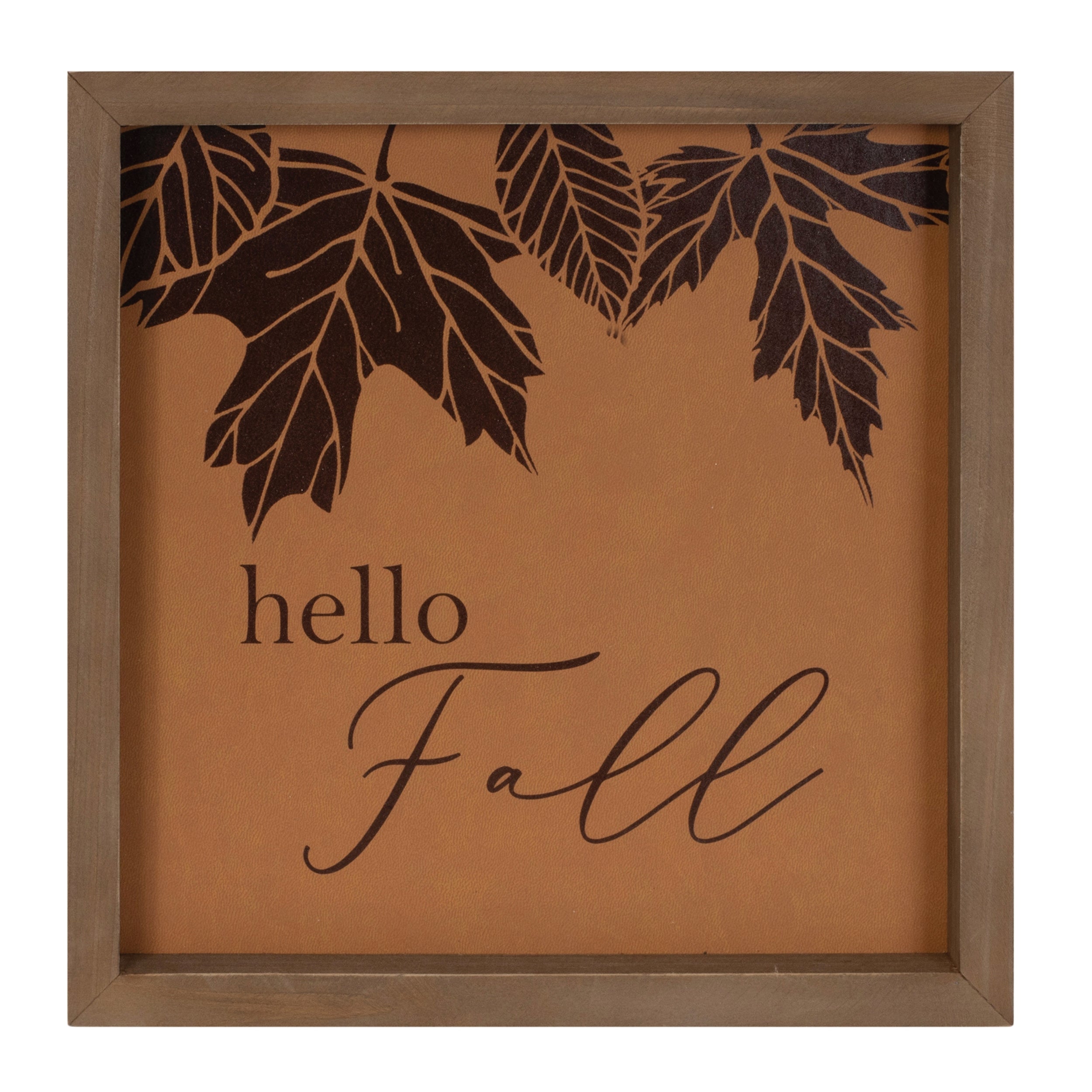 Hello Fall Frame 10"SQ MDF/Leather/Wood