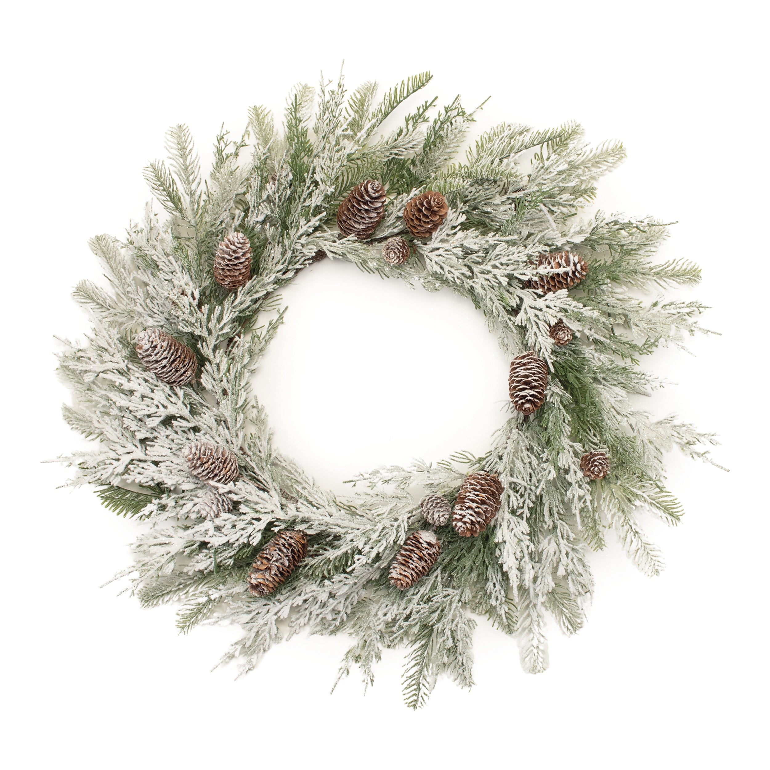 Frosted Mixed Pine Wreath 27"D Faux Floral Materials
