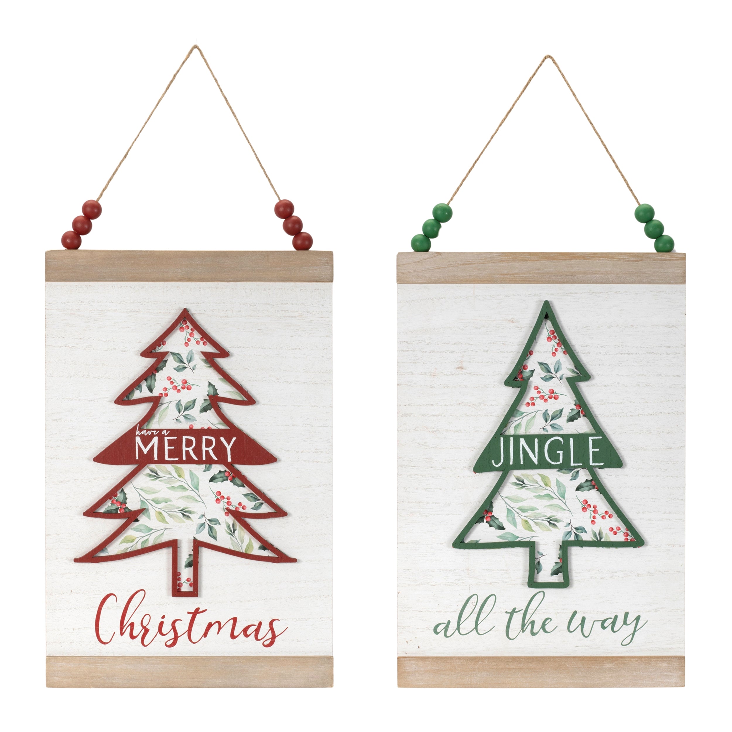Christmas Banner (Set of 2) 10.5"L x 16"H Wood/MDF