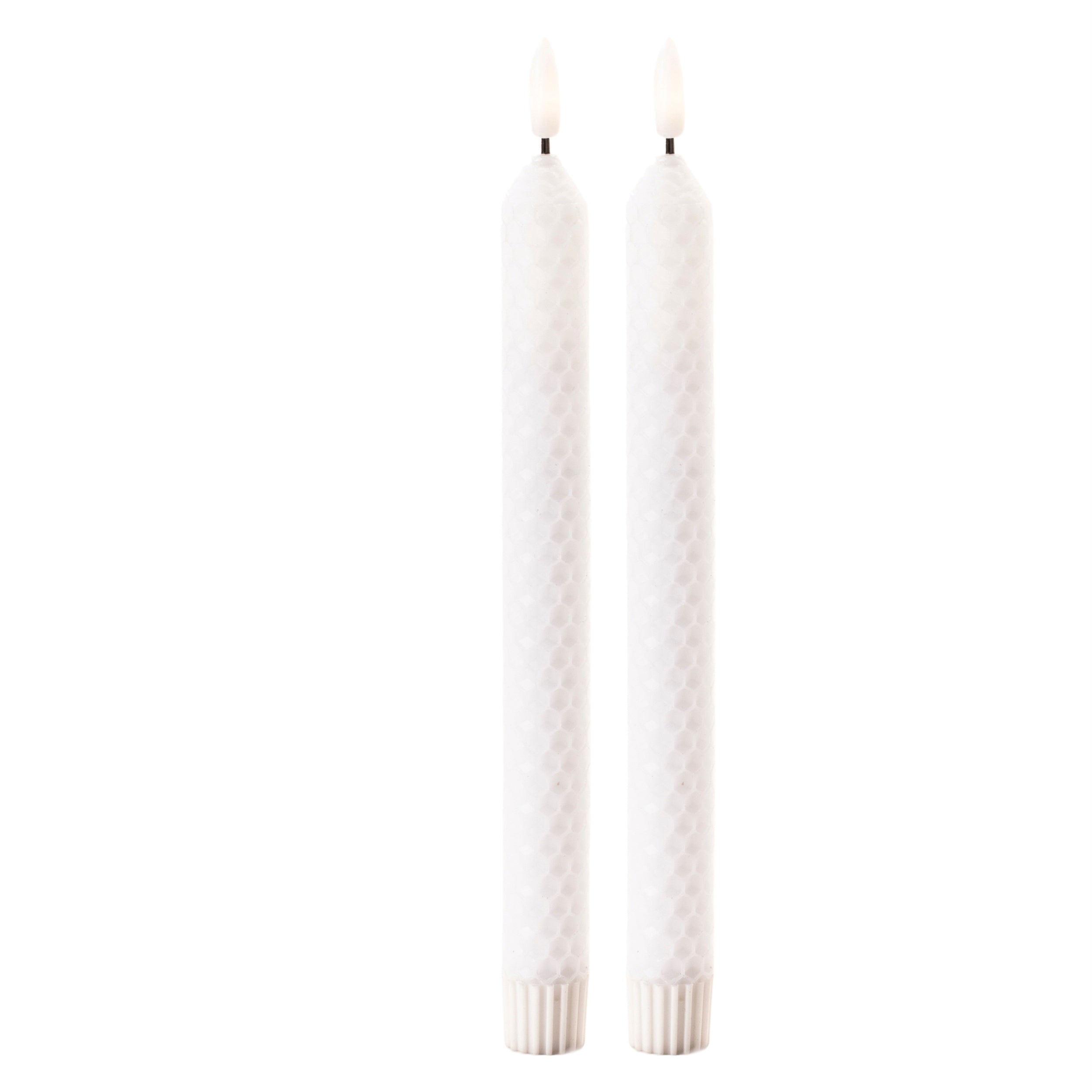 FIA Wick Taper Candle (Set of 2) WHITE 9.5"H Wax/Plastic 2 AAA Batteries Not Included