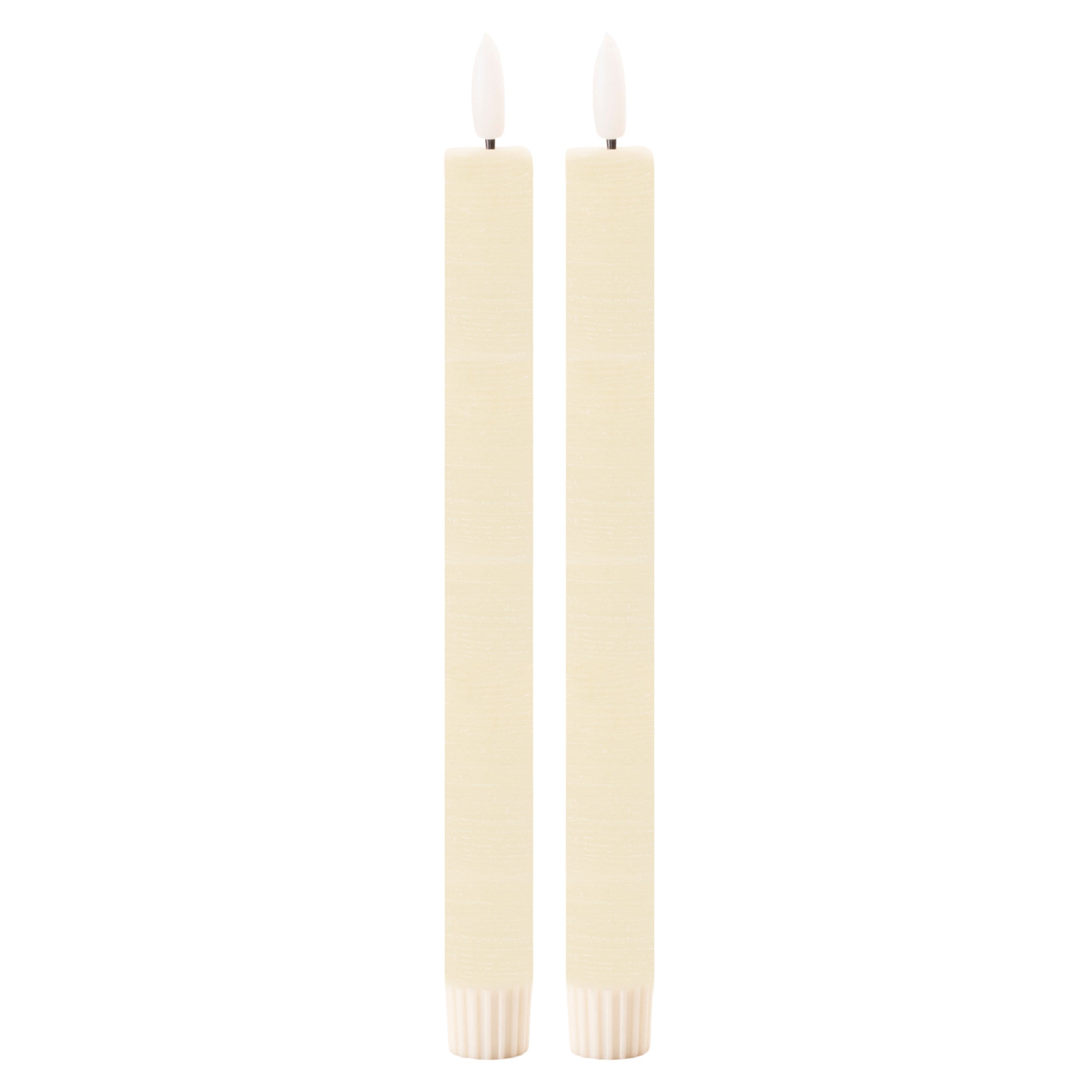 FIA Wick Taper Candle (Set of 2) CREAM 11"H Wax/Plastic 2 AAA Batteries Not Included