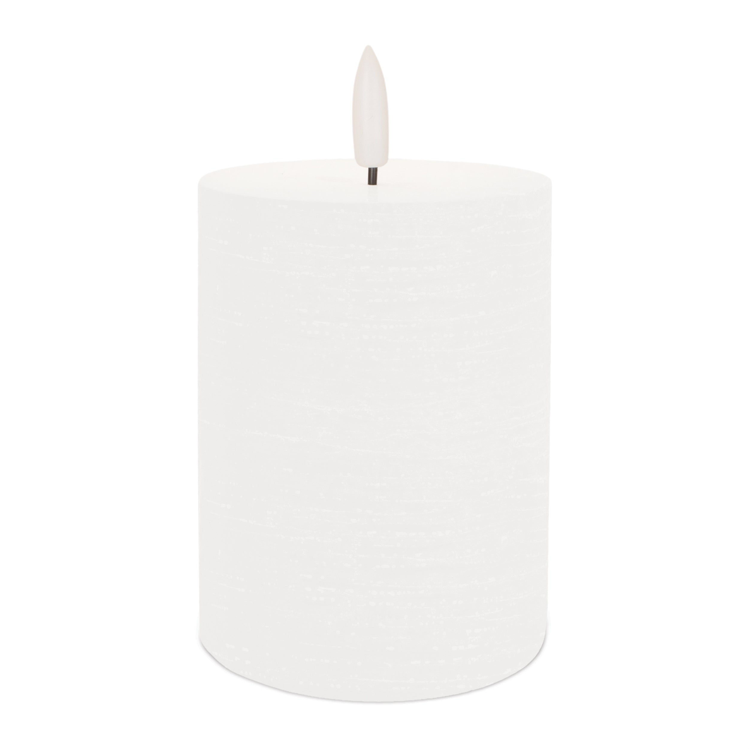 FIA Wick Candle WHITE (Set of 2) 3" x 4"H Wax/Plastic 2 C Batteries Not Included