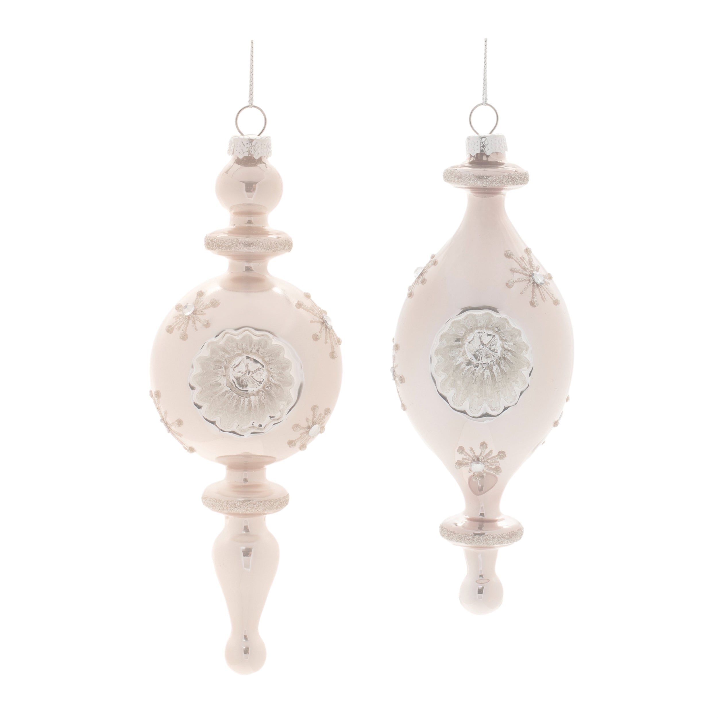 Reflector Drop Ornament (2 Asst) 7"H, 7.5"H Glass