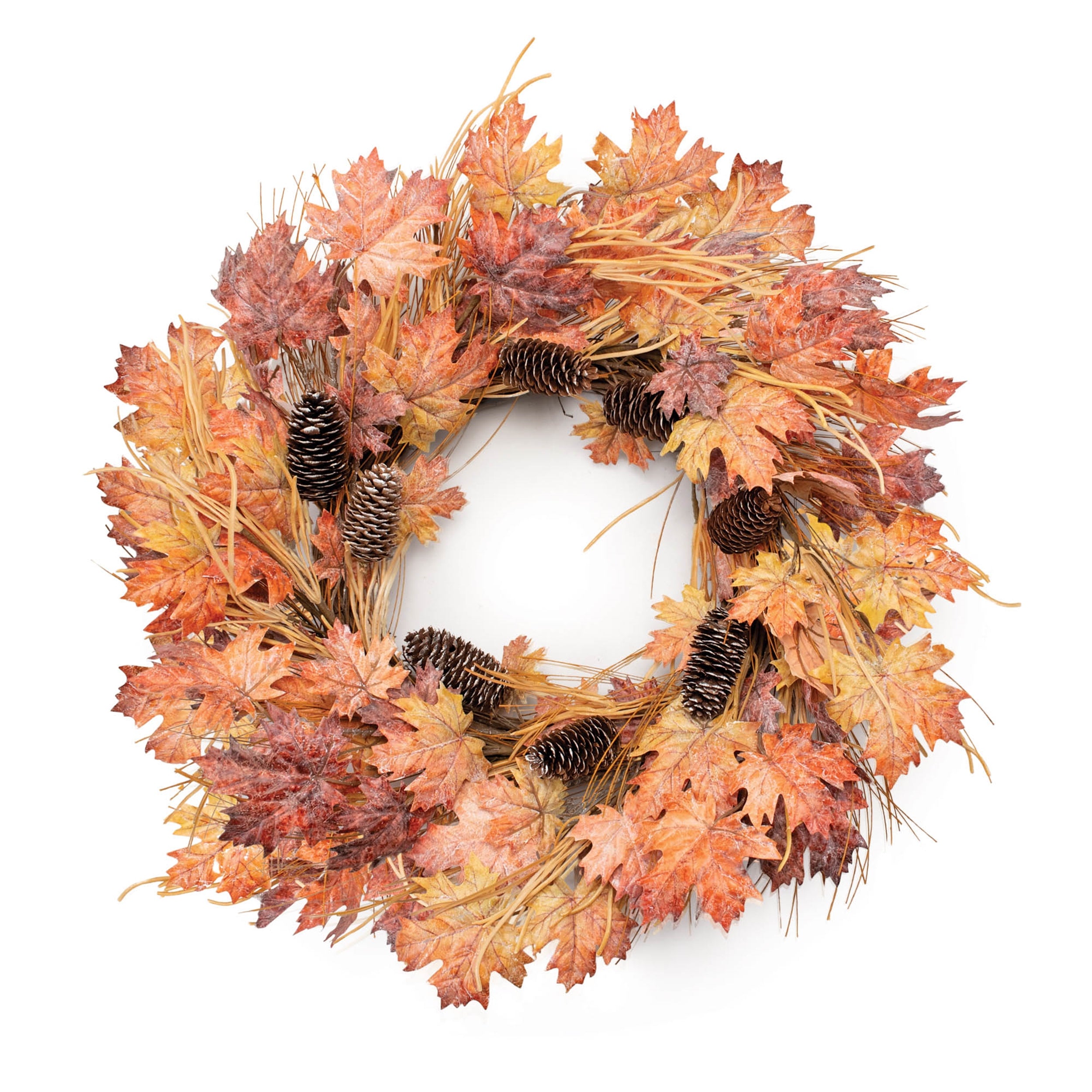Mixed Maple Leaf Wreath 26"D Faux Floral Materials