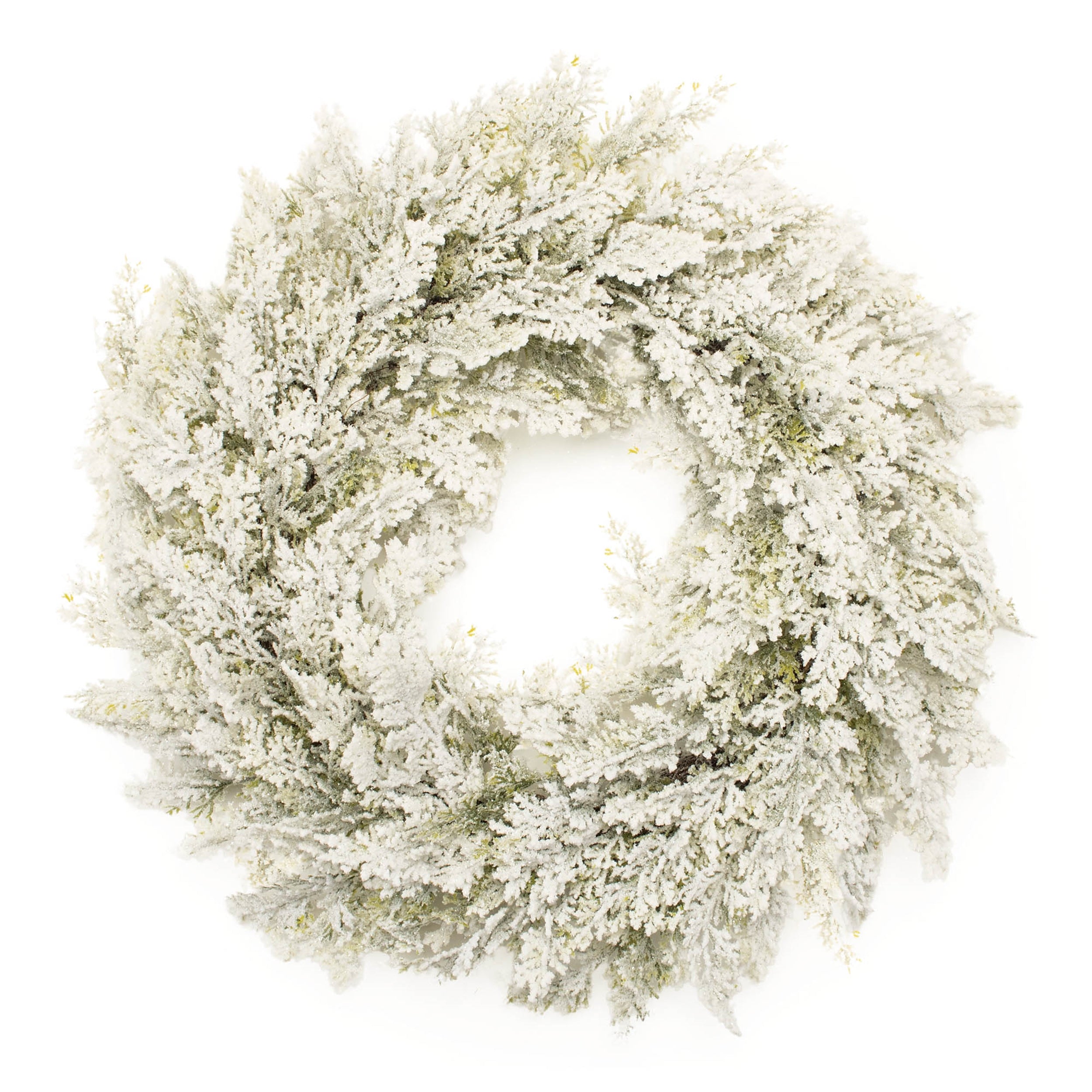 Flocked Pine Wreath 24"D Faux Floral Materials